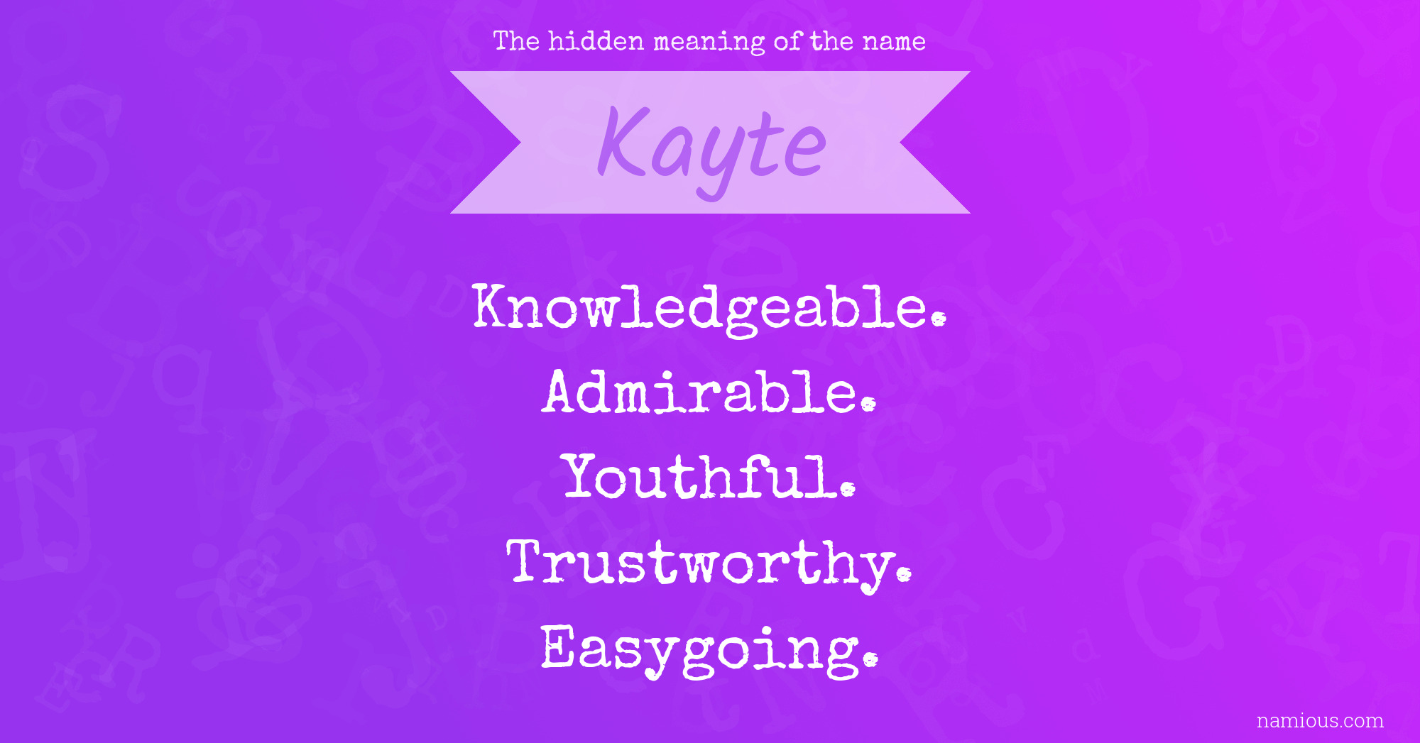 The hidden meaning of the name Kayte