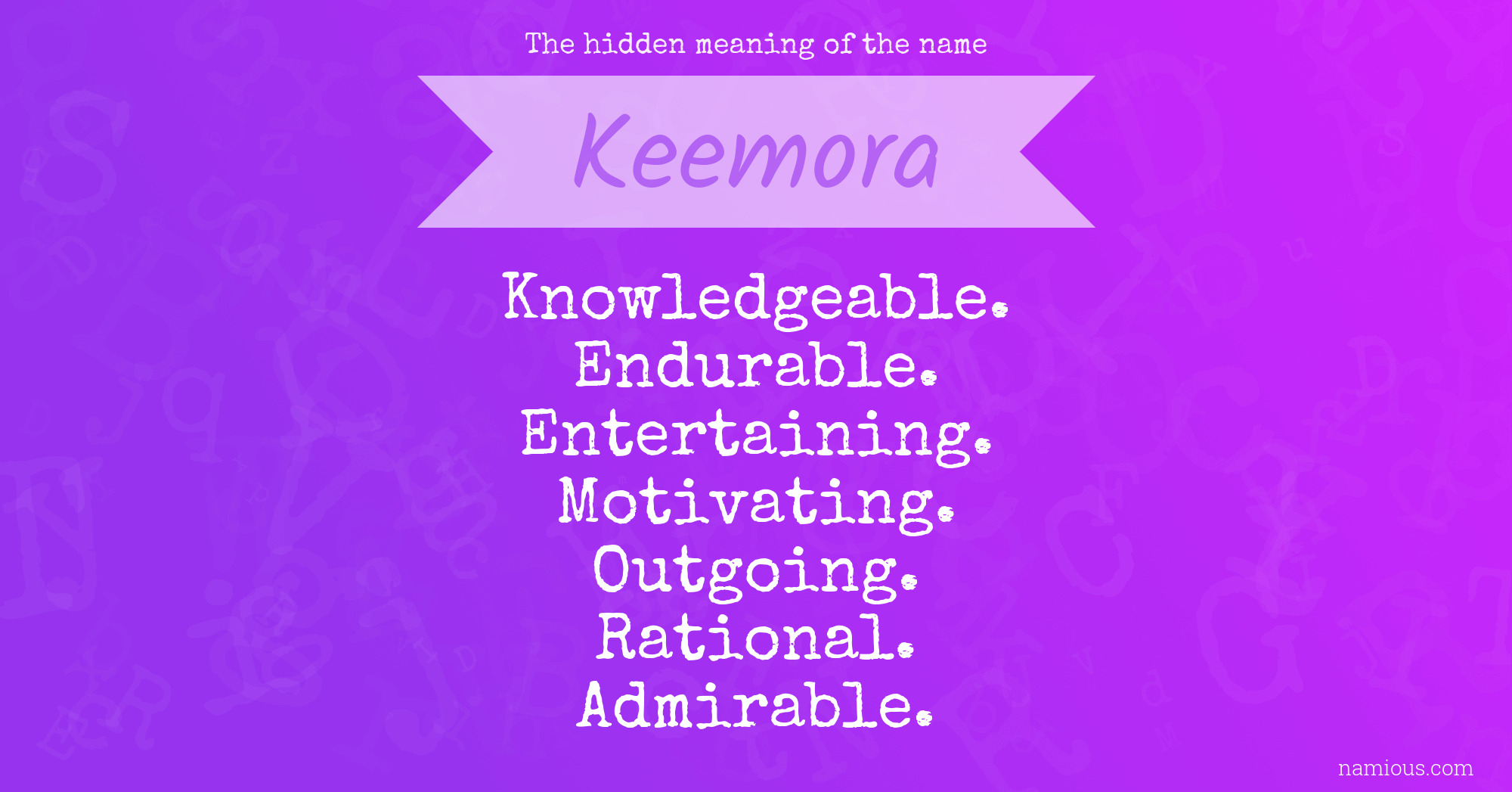 The hidden meaning of the name Keemora