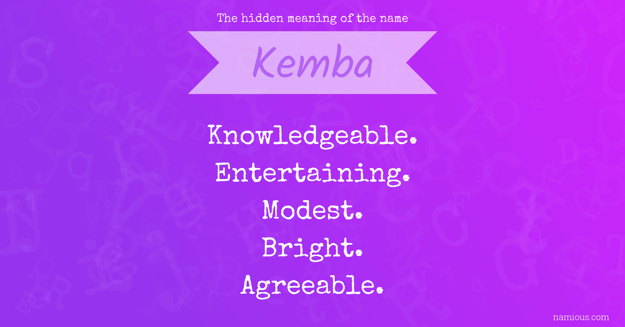 The hidden meaning of the name Kemba