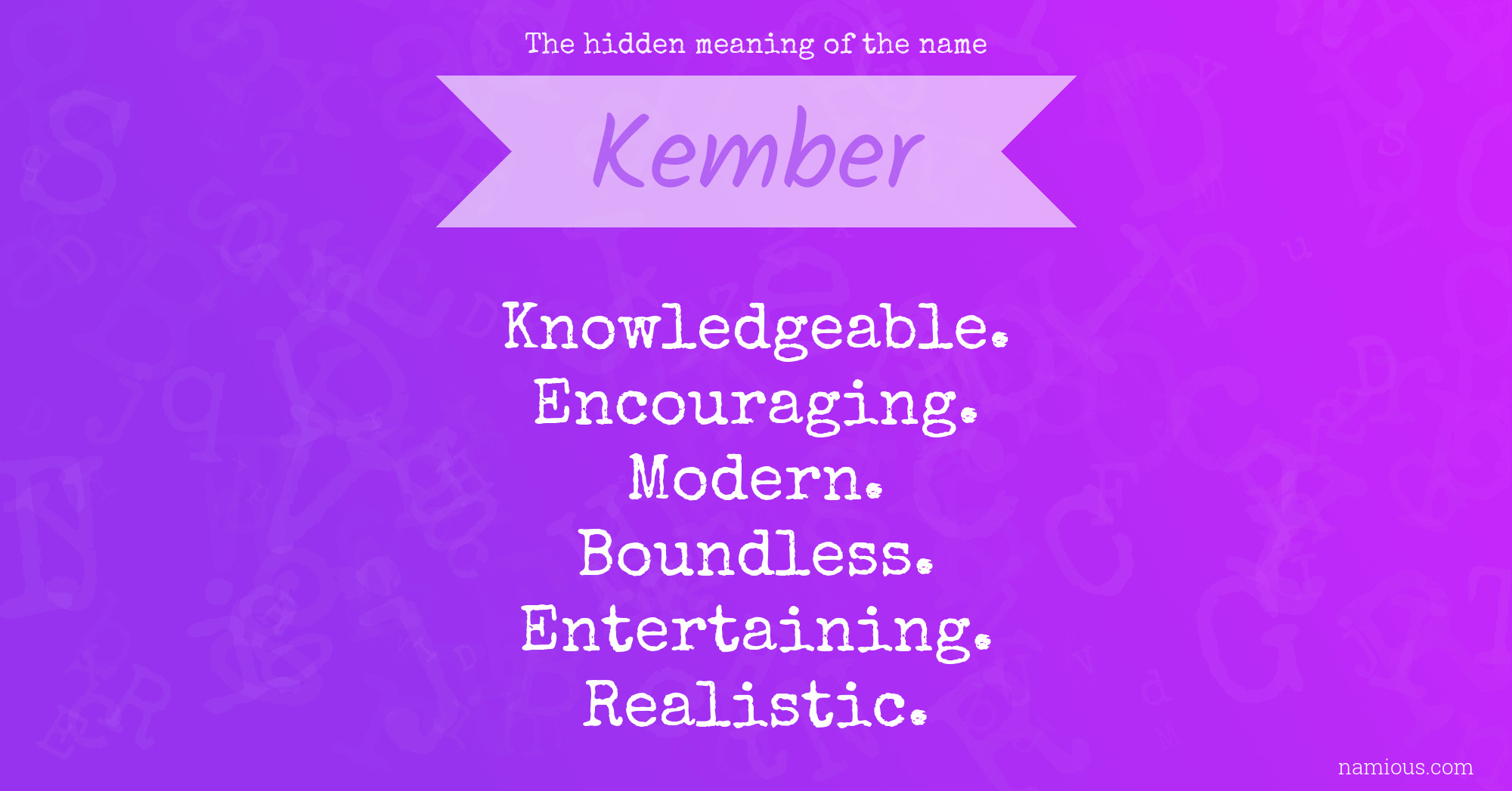 The hidden meaning of the name Kember