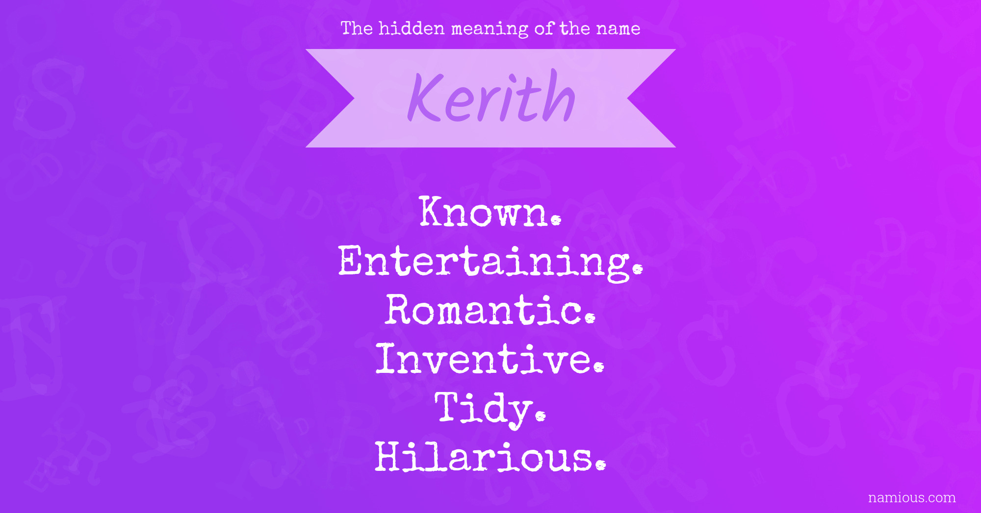 The hidden meaning of the name Kerith