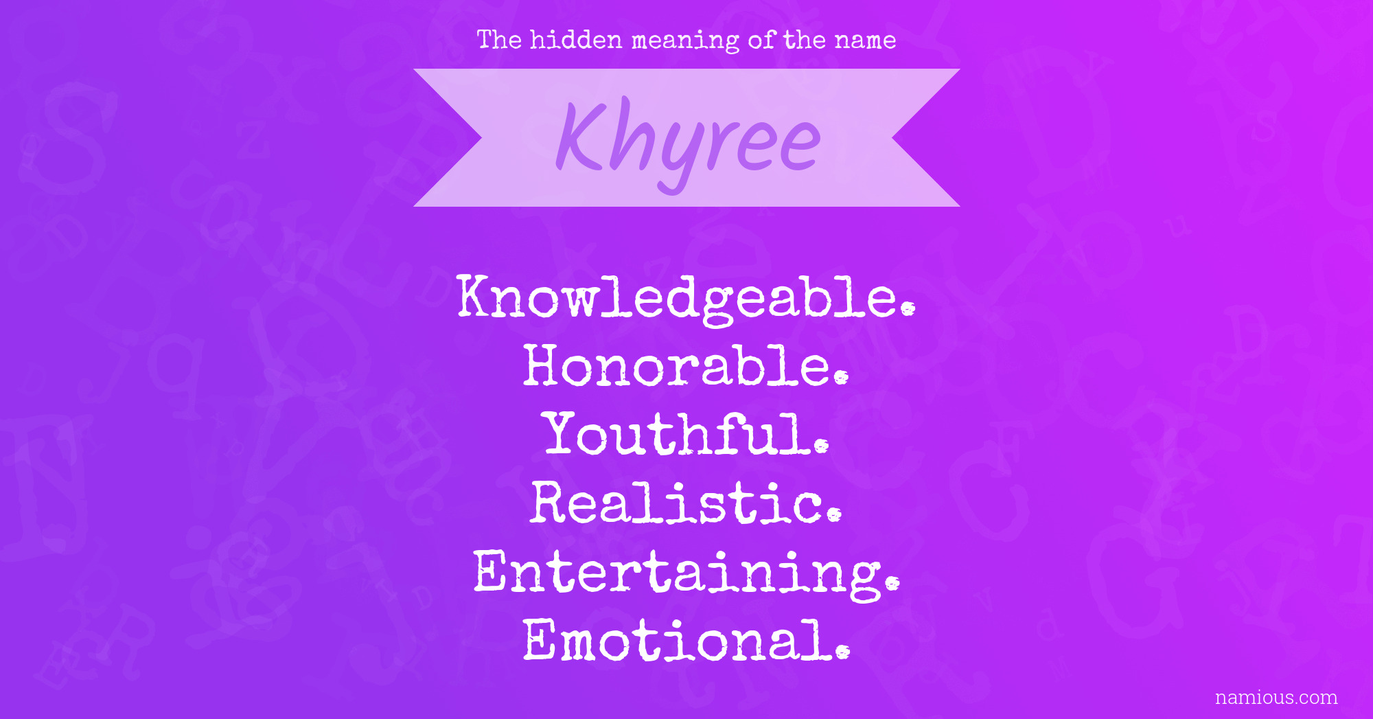 The hidden meaning of the name Khyree