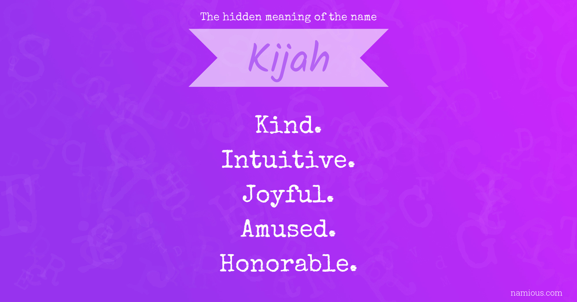 The hidden meaning of the name Kijah