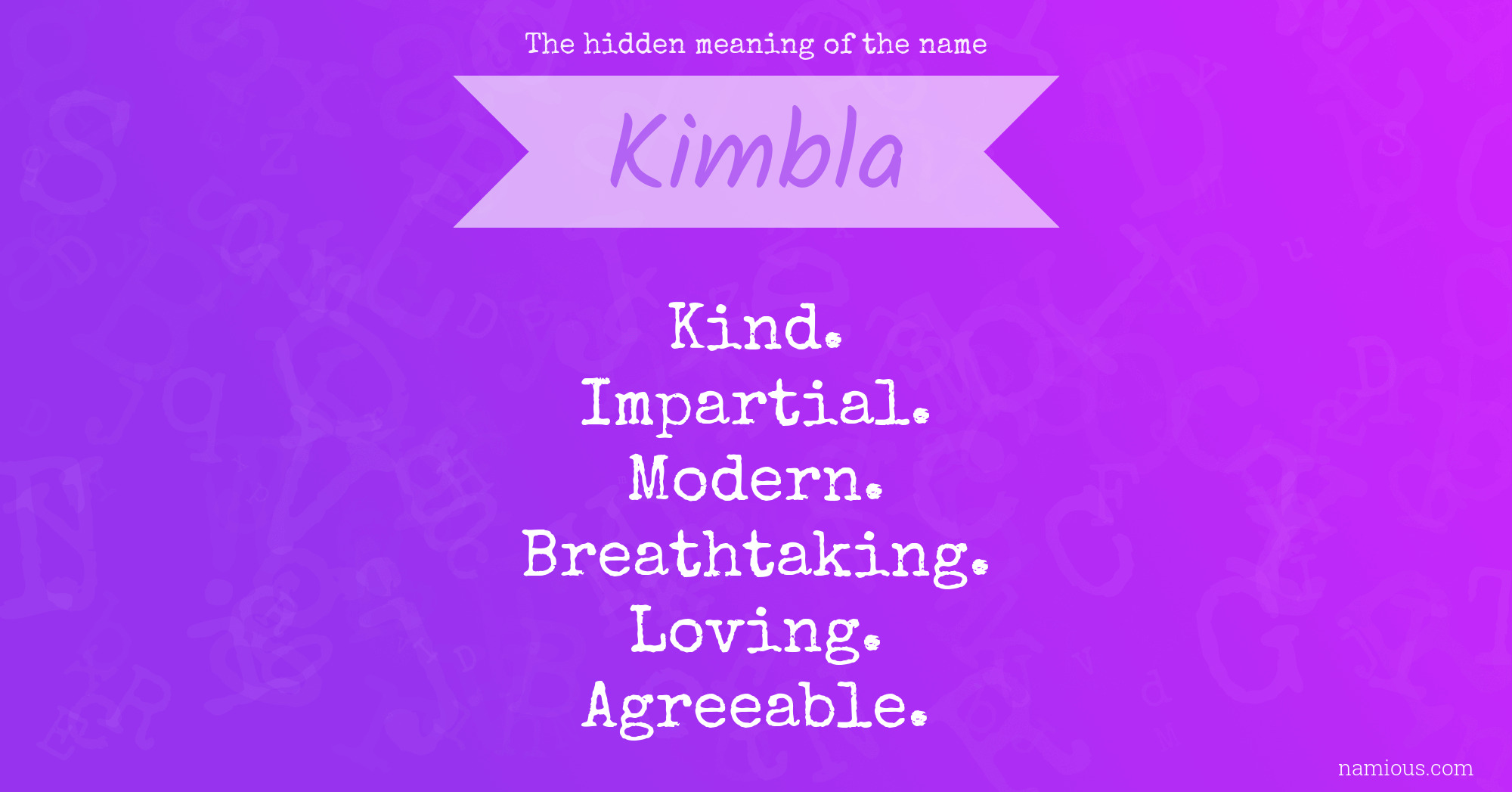 The hidden meaning of the name Kimbla