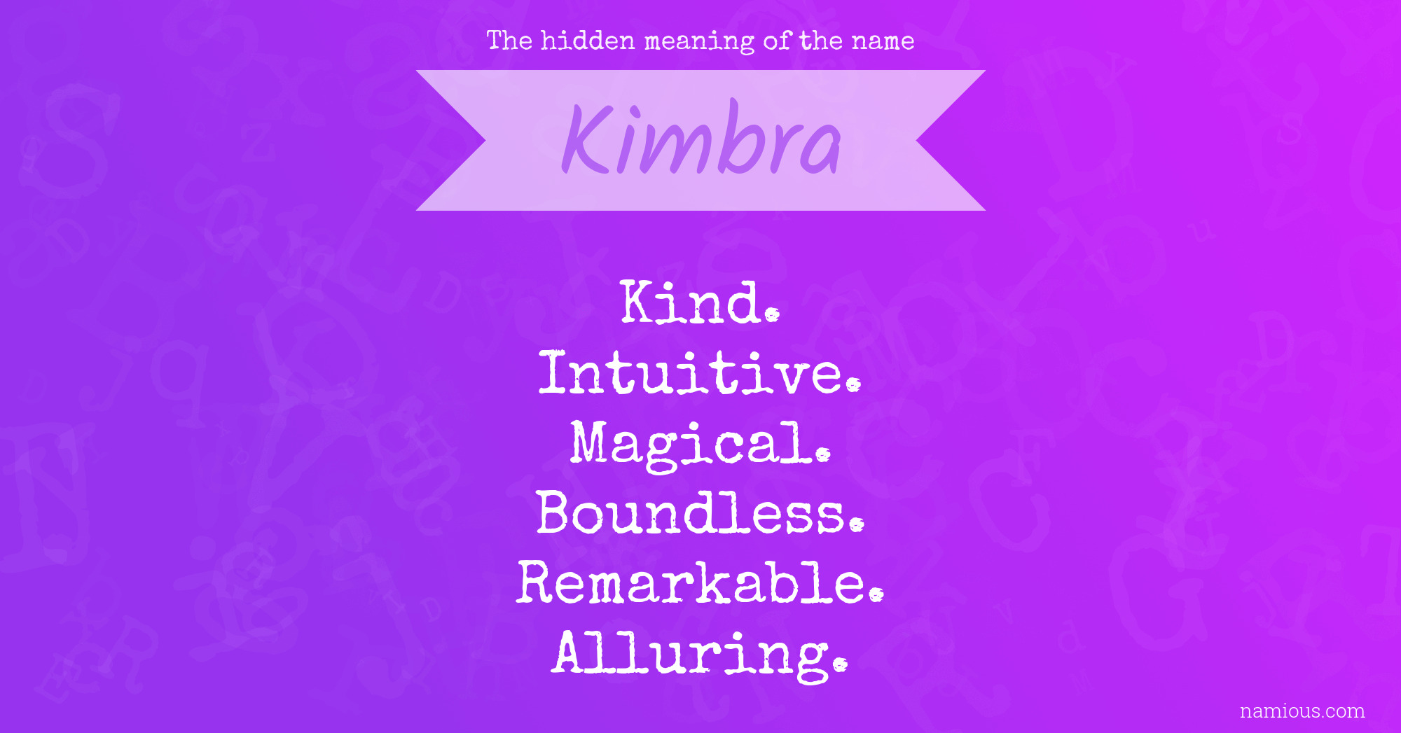 The hidden meaning of the name Kimbra