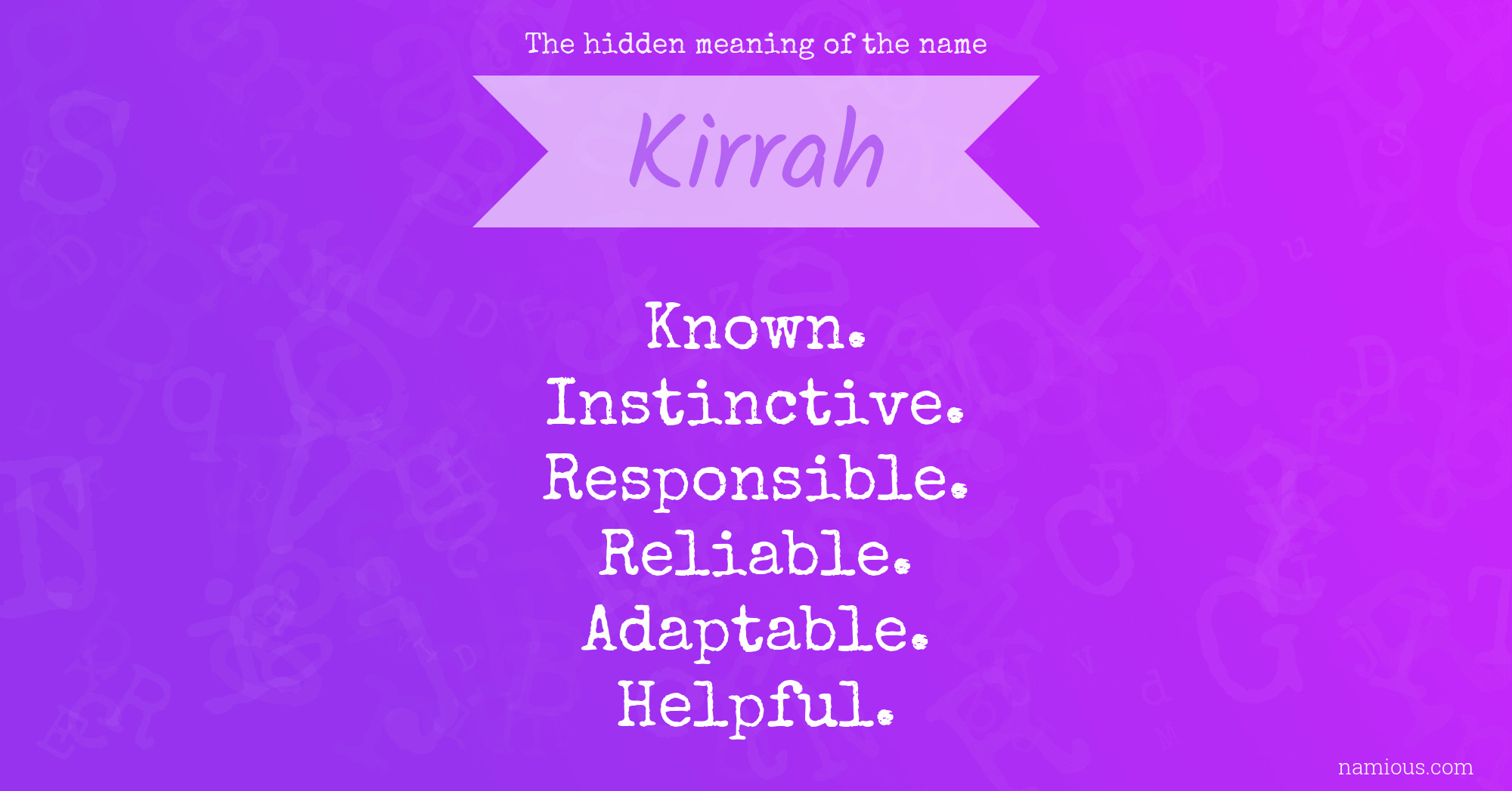 The hidden meaning of the name Kirrah