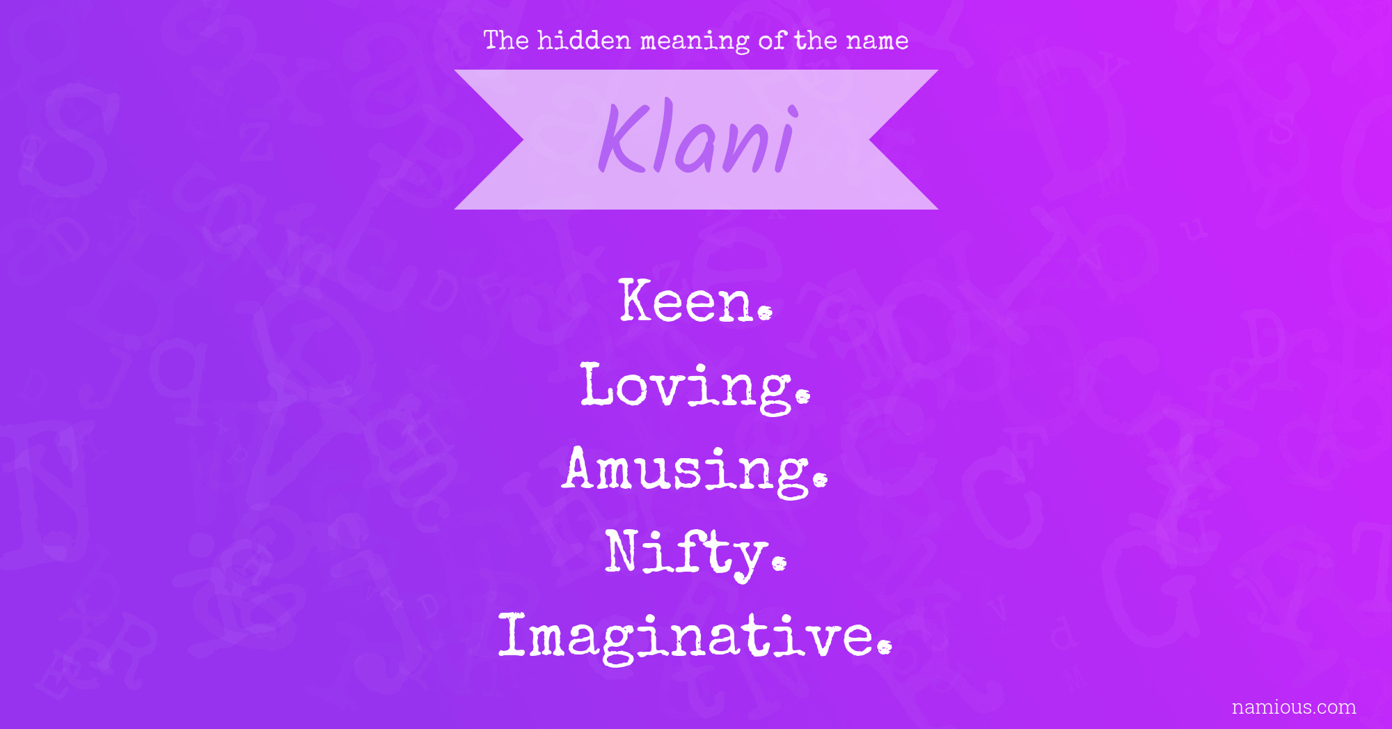 The hidden meaning of the name Klani