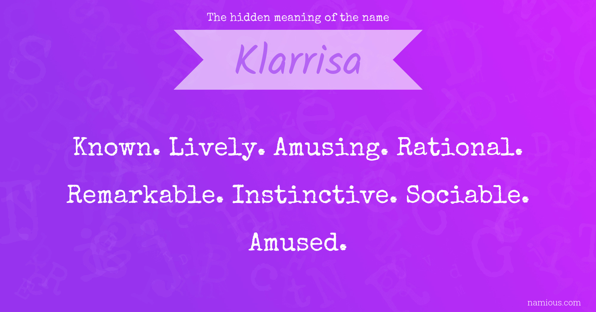 The hidden meaning of the name Klarrisa