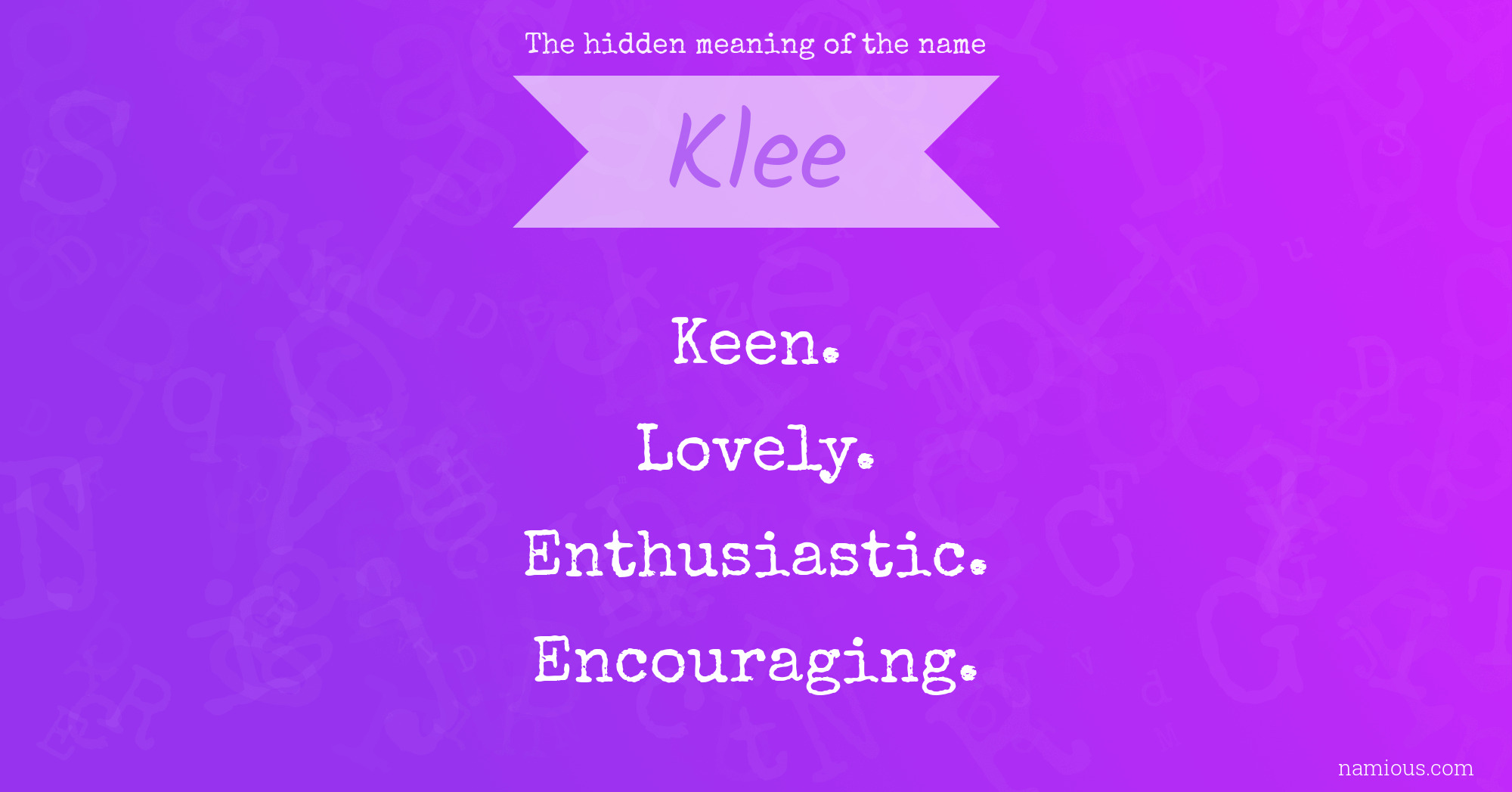 The hidden meaning of the name Klee