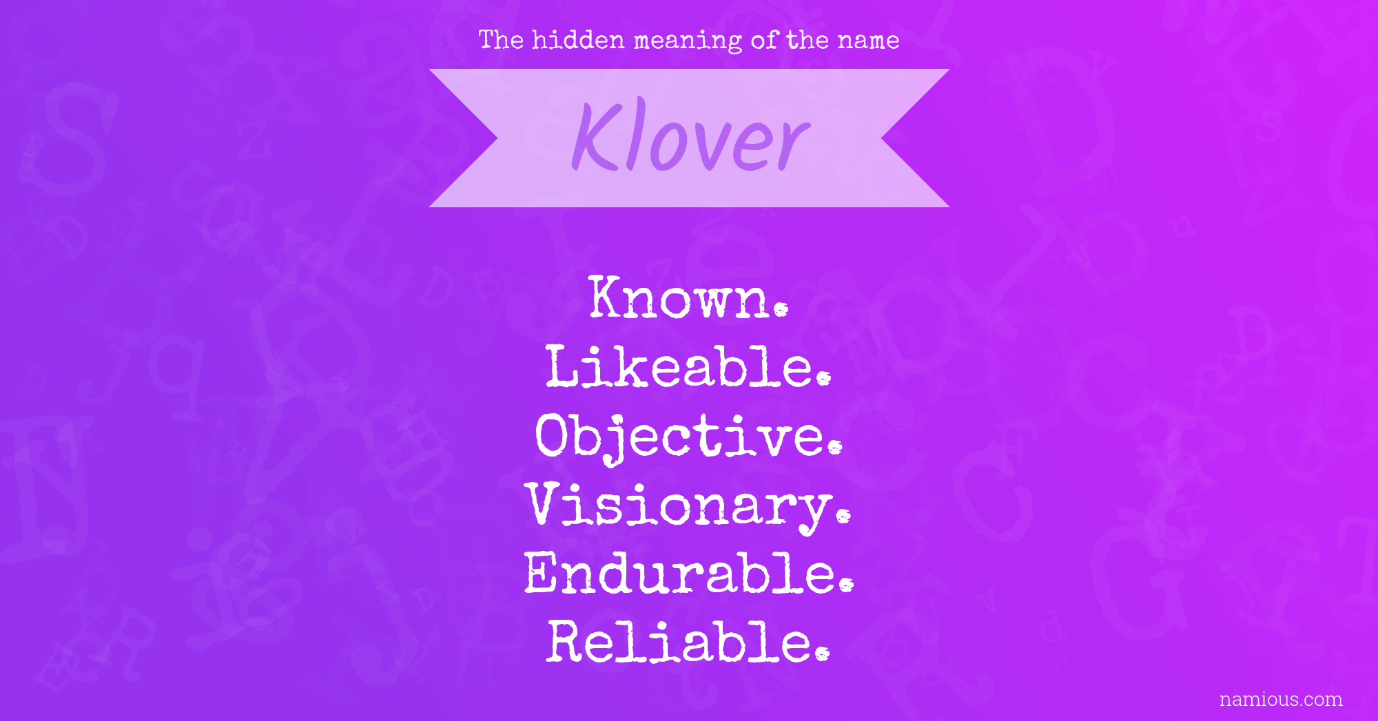 The hidden meaning of the name Klover