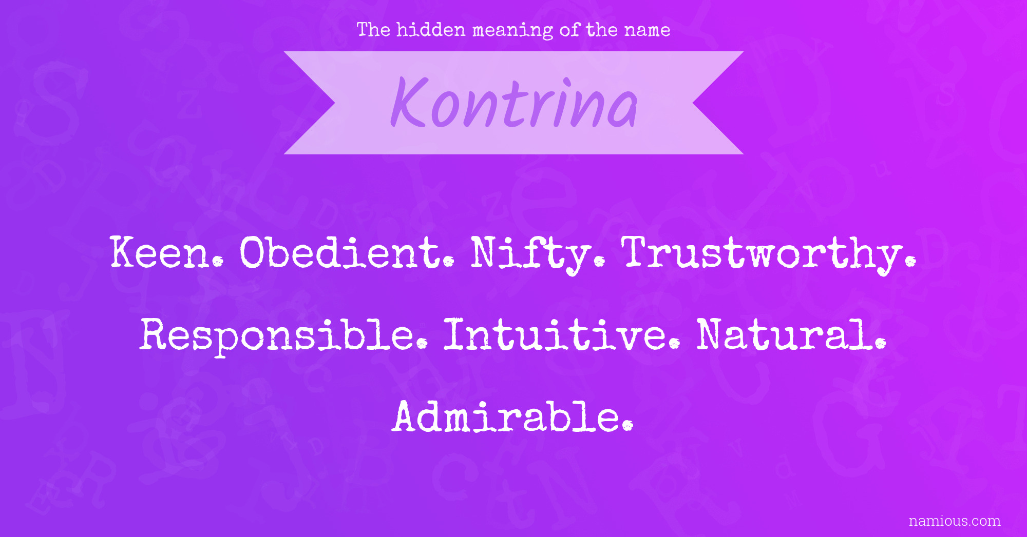 The hidden meaning of the name Kontrina