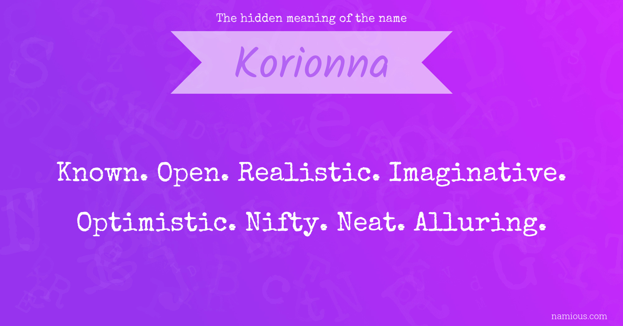 The hidden meaning of the name Korionna