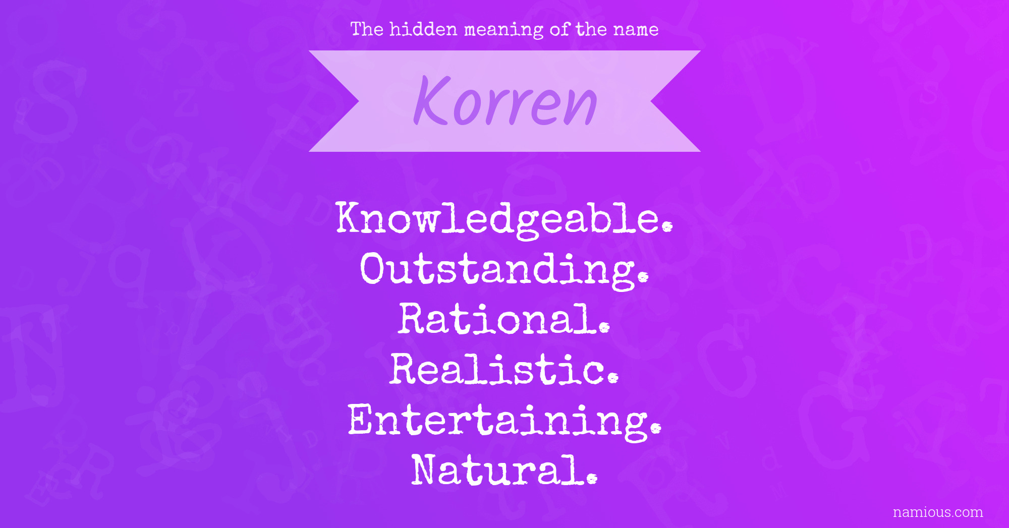 The hidden meaning of the name Korren