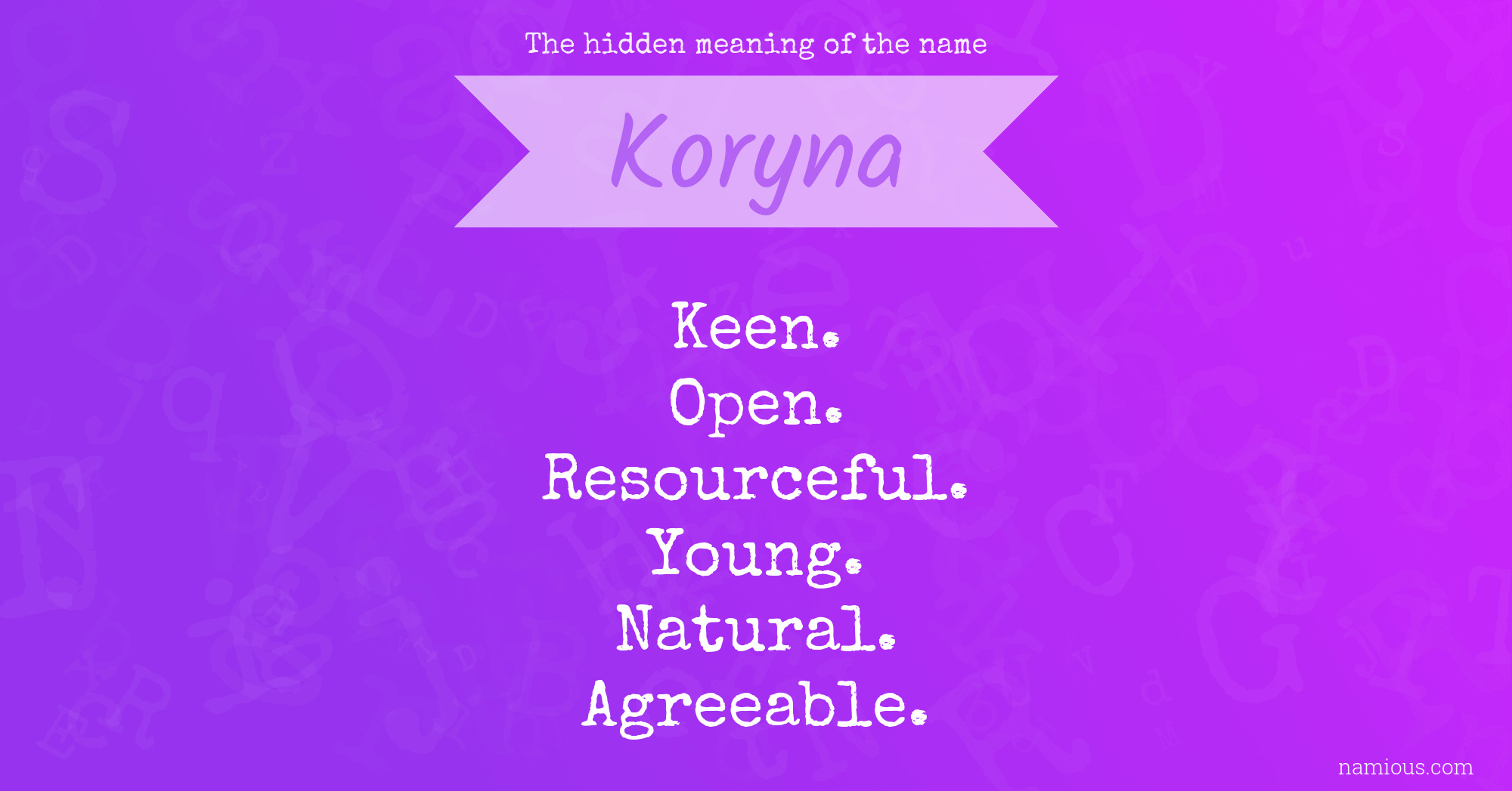 The hidden meaning of the name Koryna