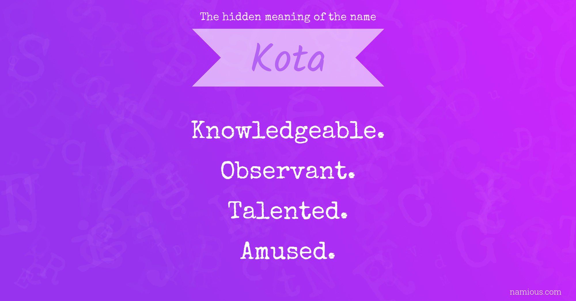 The hidden meaning of the name Kota