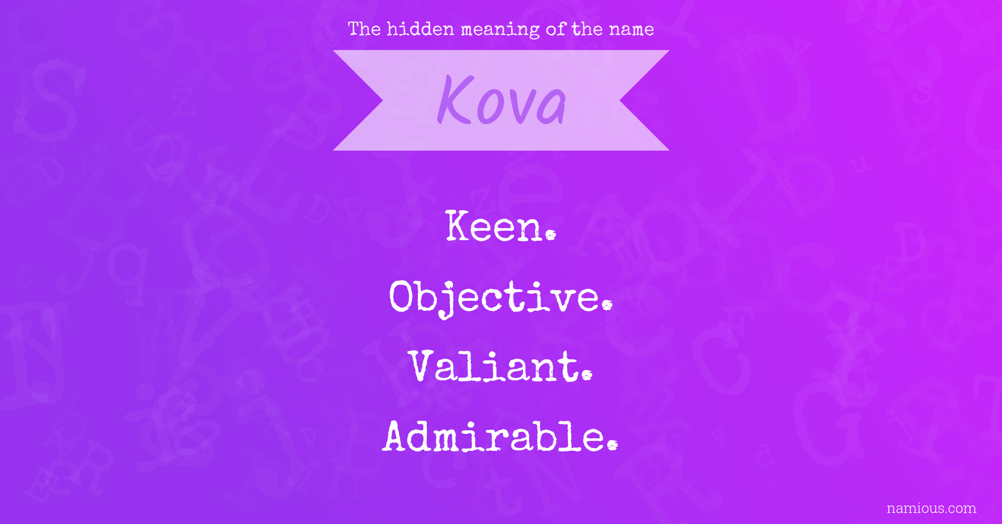 The hidden meaning of the name Kova