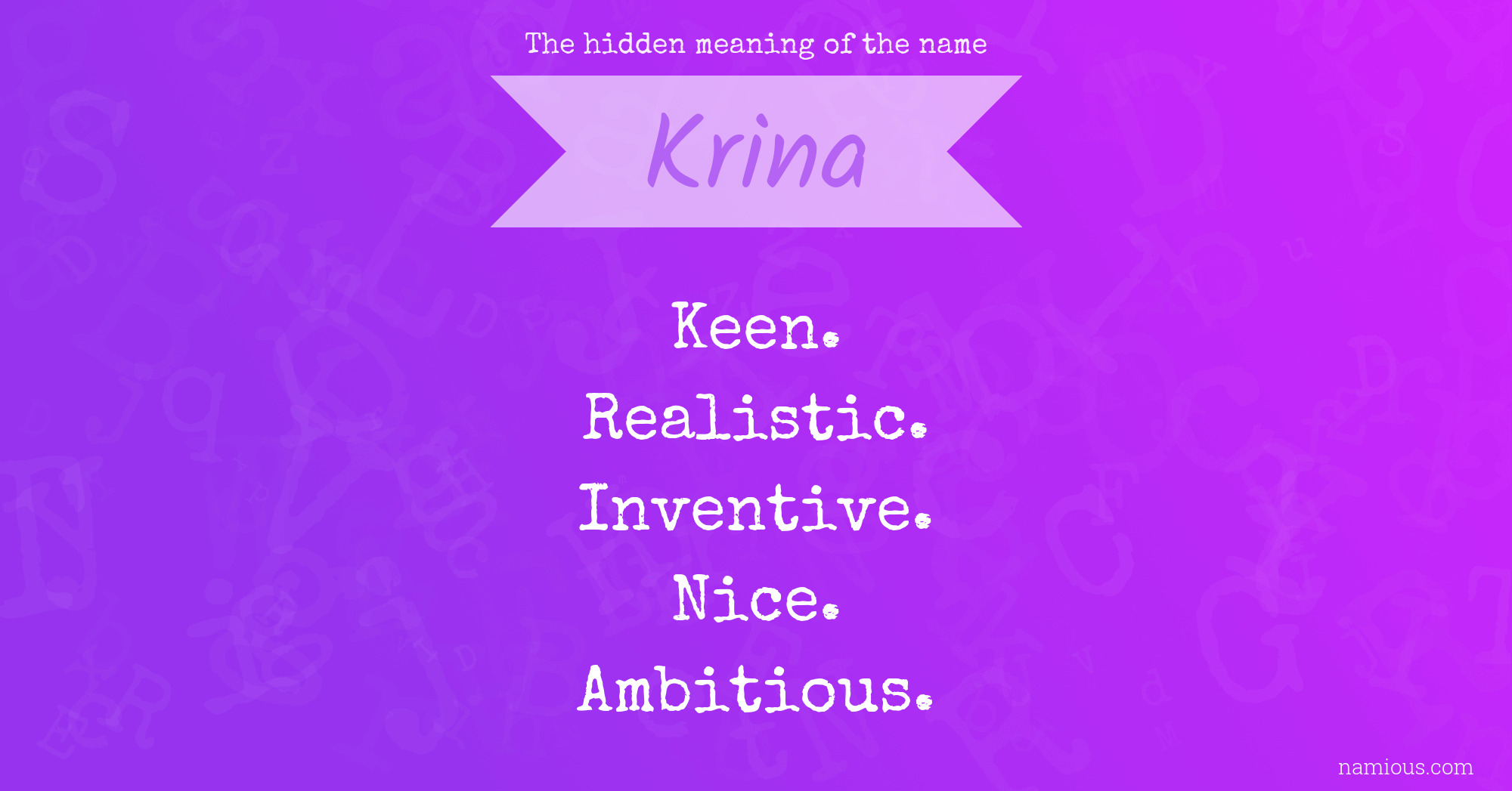 The hidden meaning of the name Krina