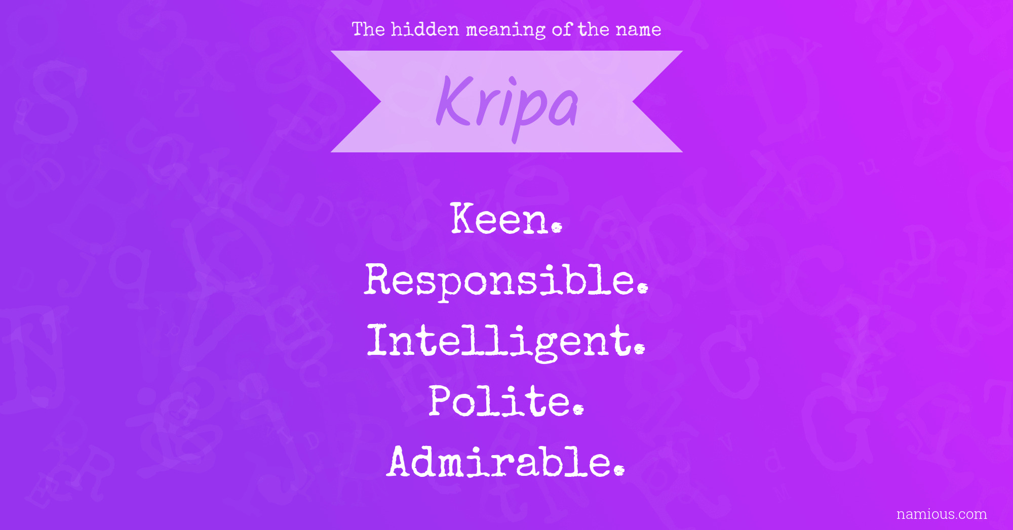 The hidden meaning of the name Kripa