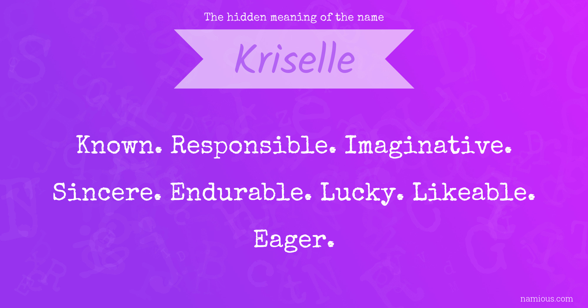 The hidden meaning of the name Kriselle