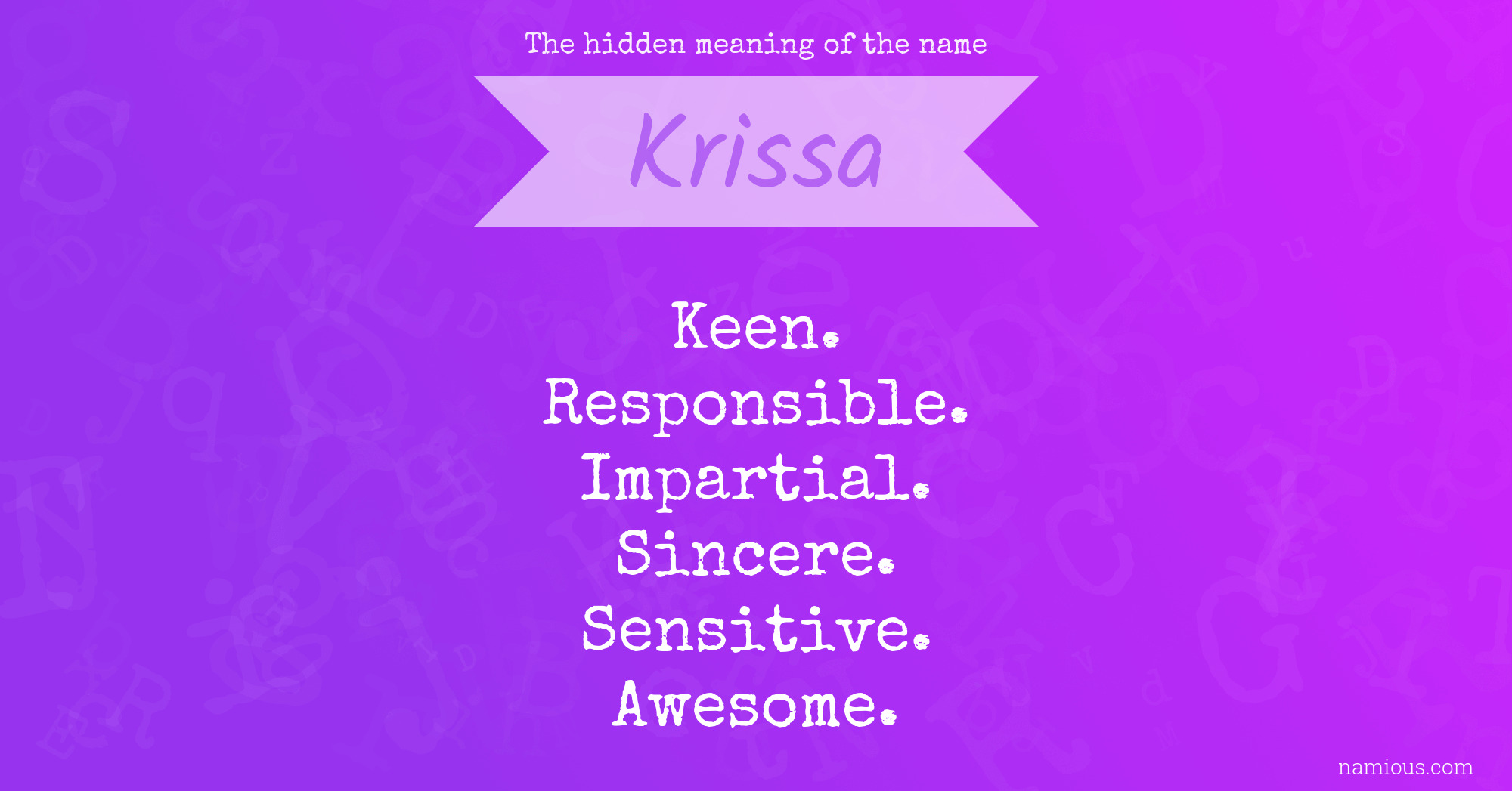 The hidden meaning of the name Krissa