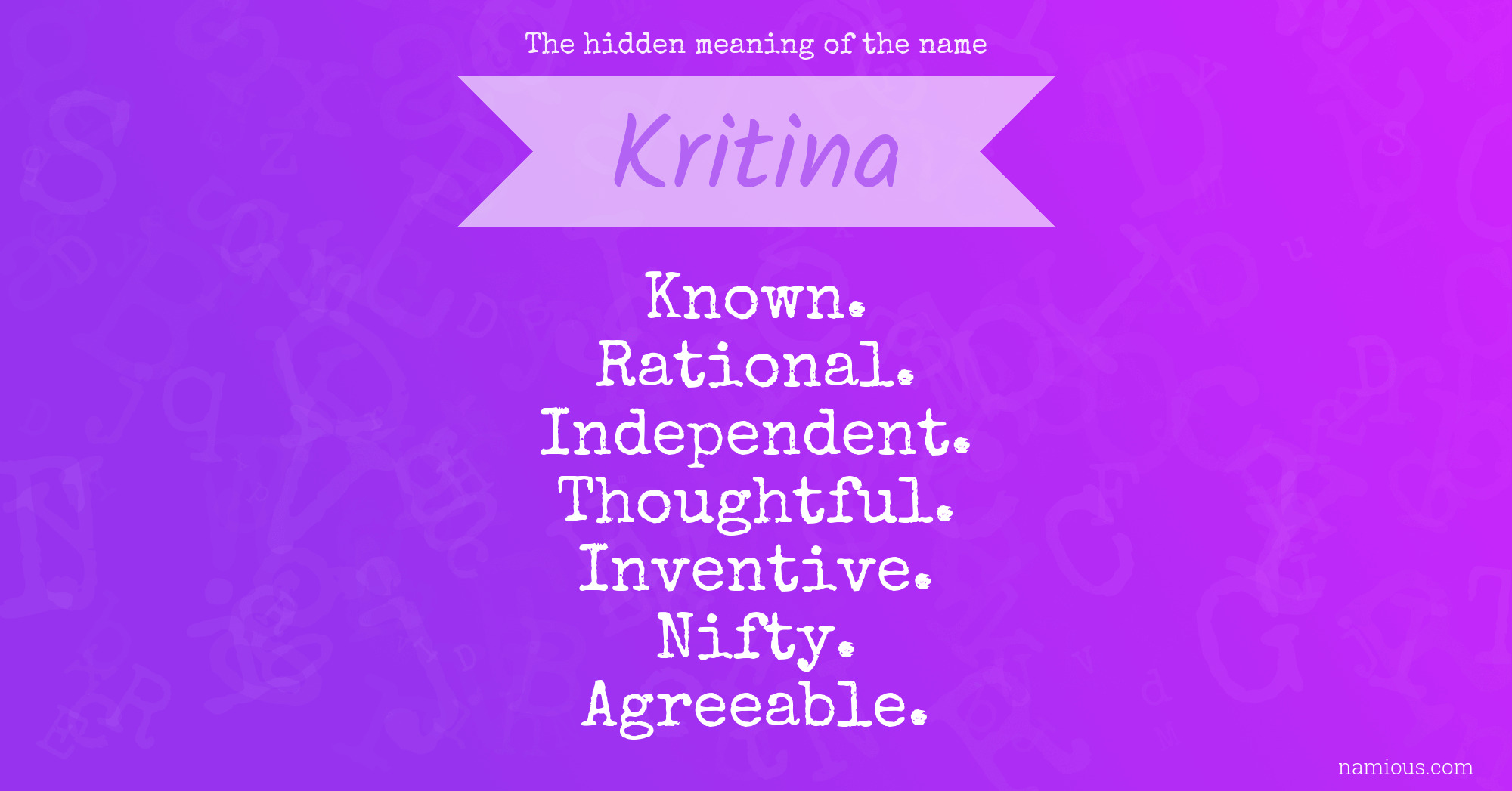 The hidden meaning of the name Kritina