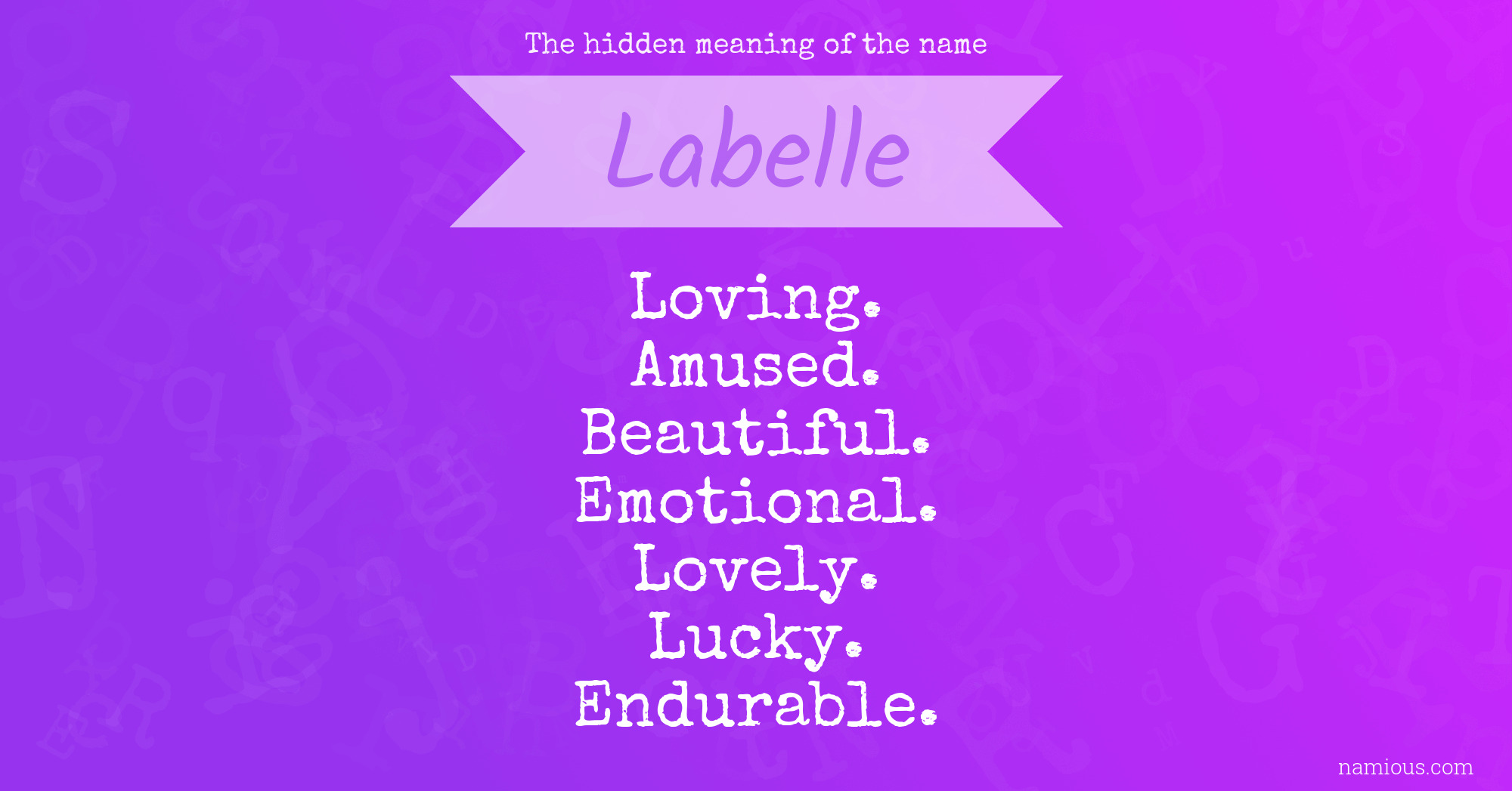 The hidden meaning of the name Labelle