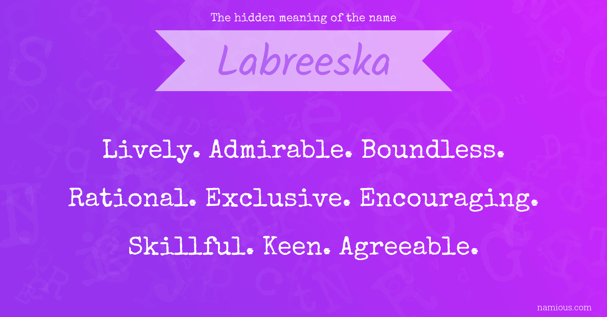 The hidden meaning of the name Labreeska