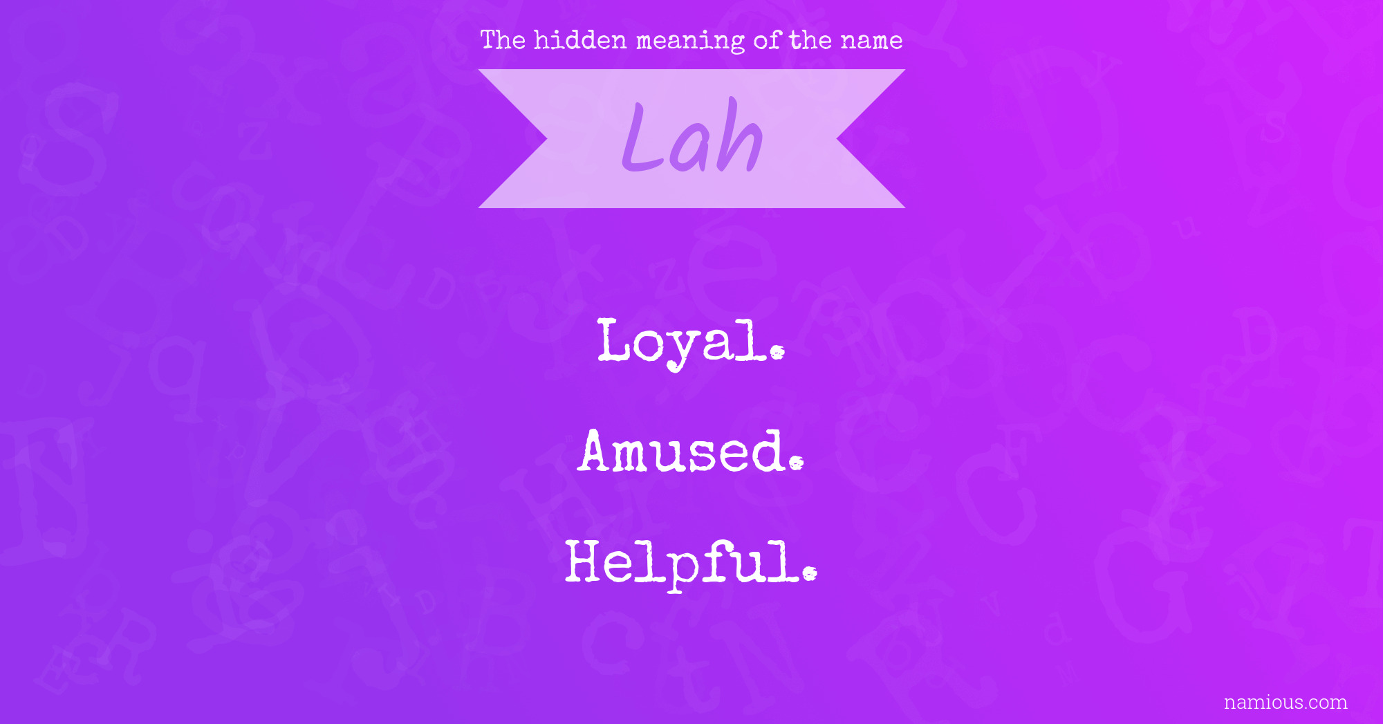 The hidden meaning of the name Lah