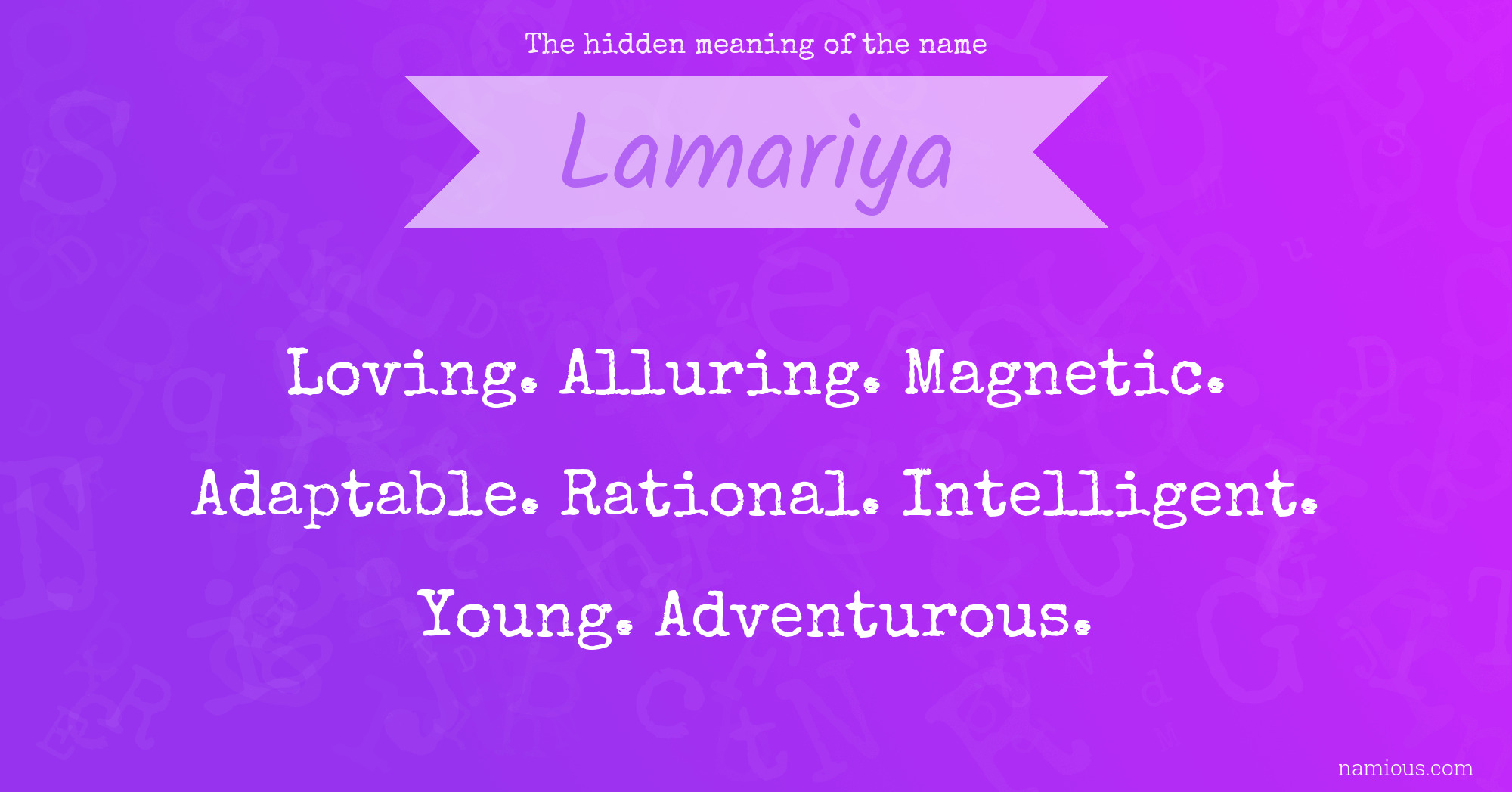 The hidden meaning of the name Lamariya