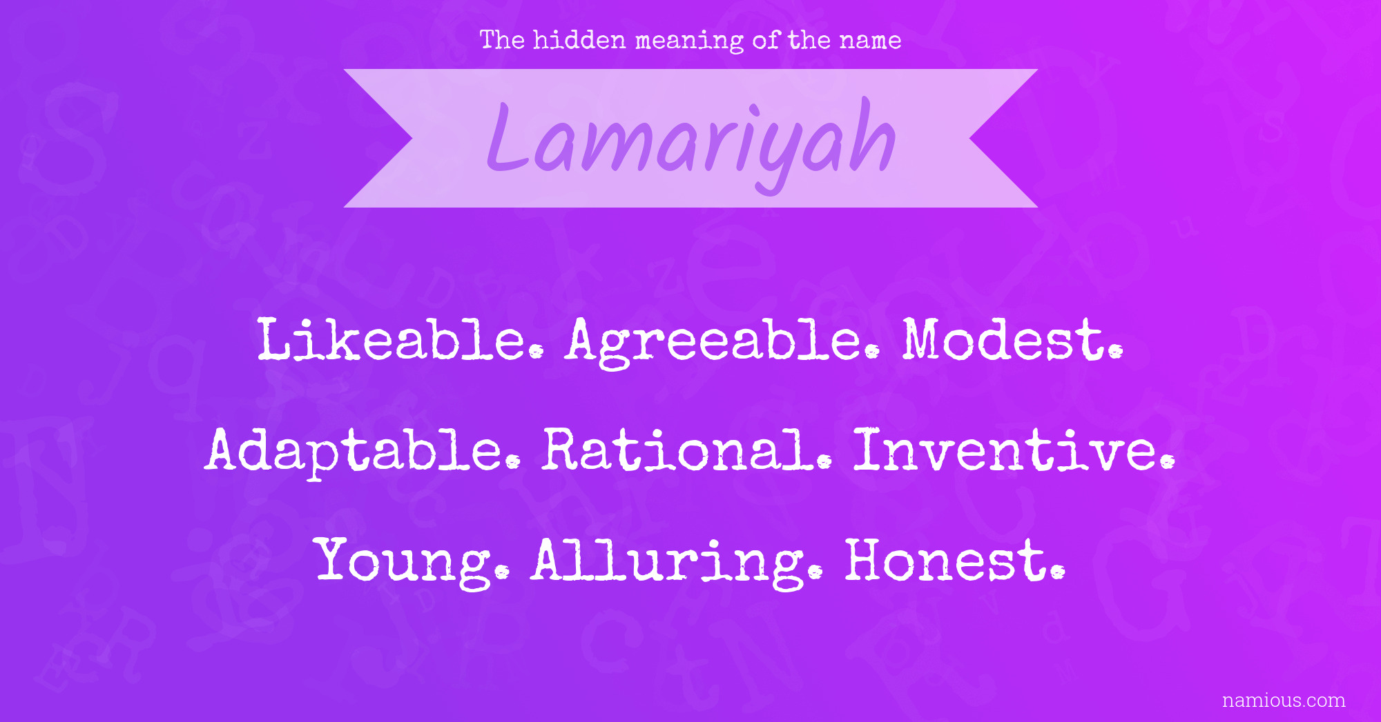 The hidden meaning of the name Lamariyah