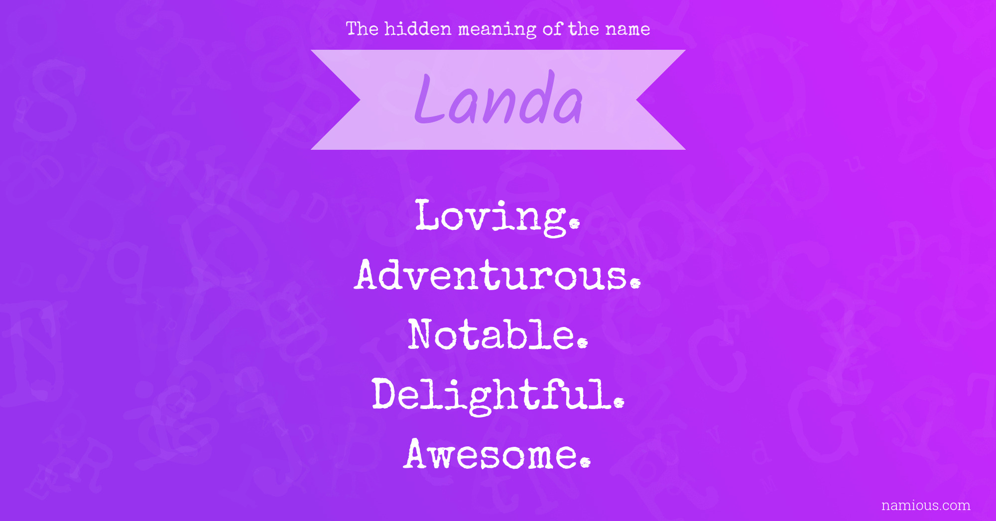 The hidden meaning of the name Landa