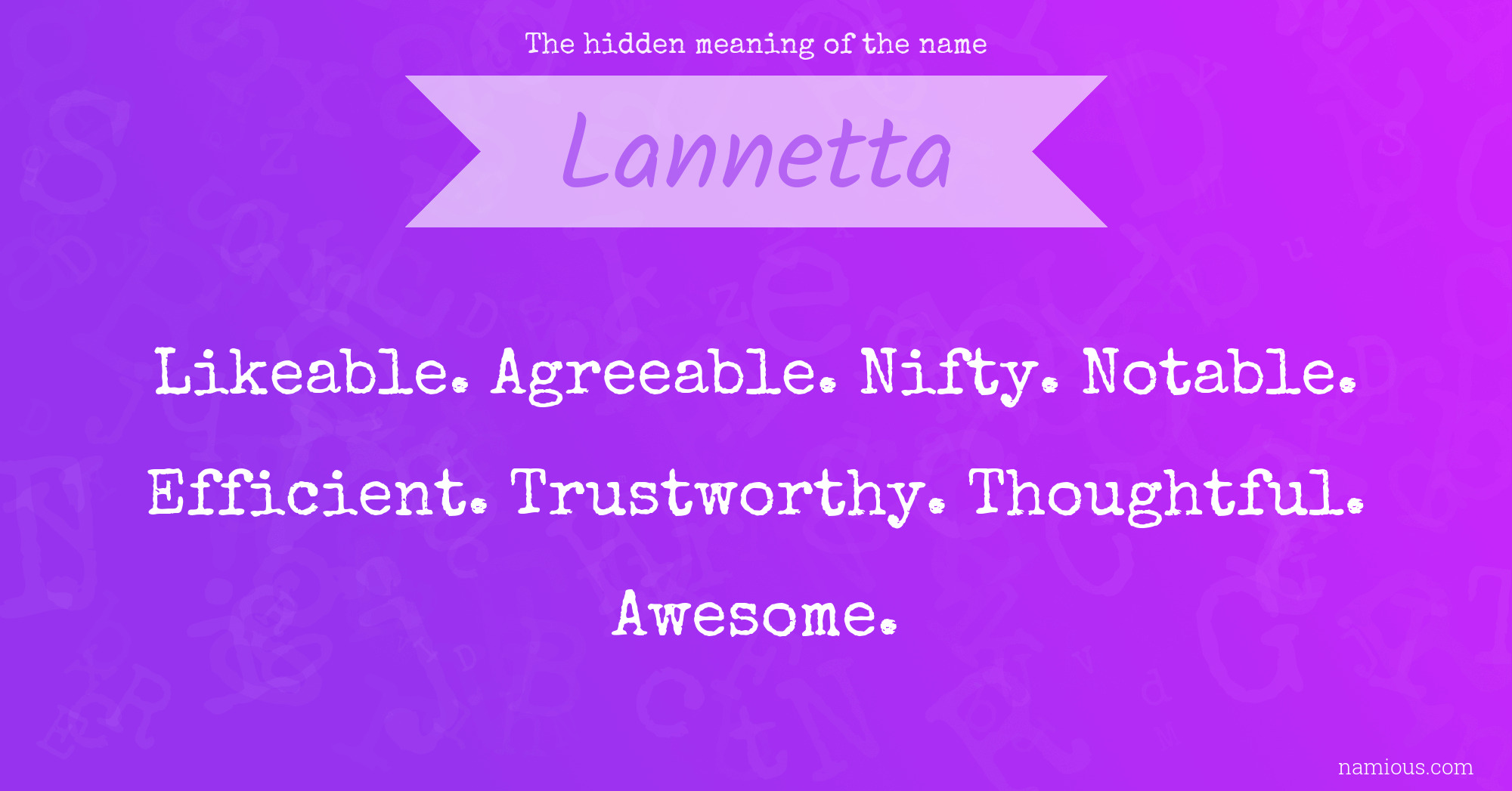 The hidden meaning of the name Lannetta