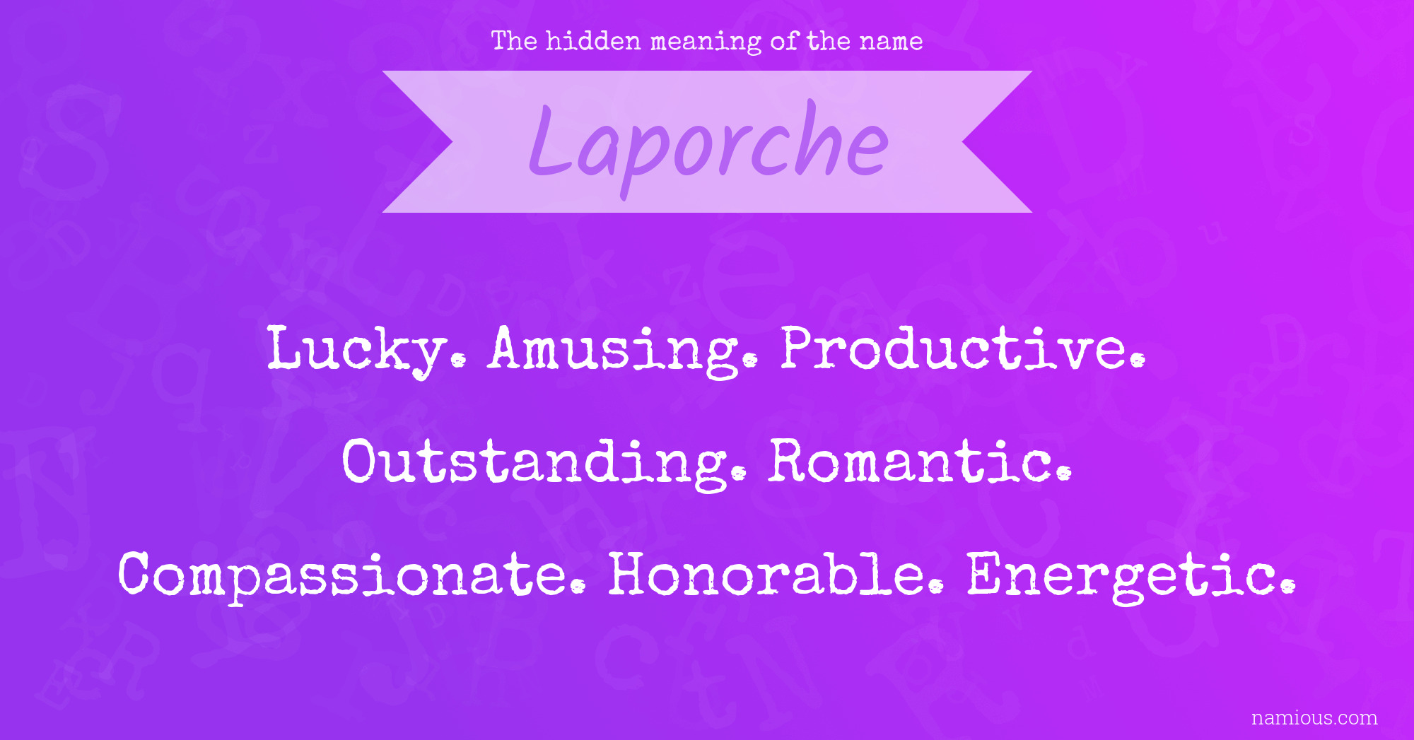 The hidden meaning of the name Laporche