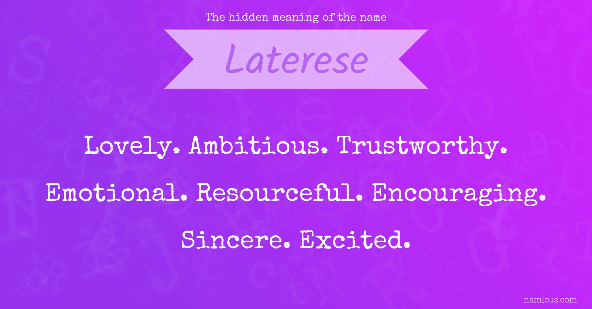 The hidden meaning of the name Laterese