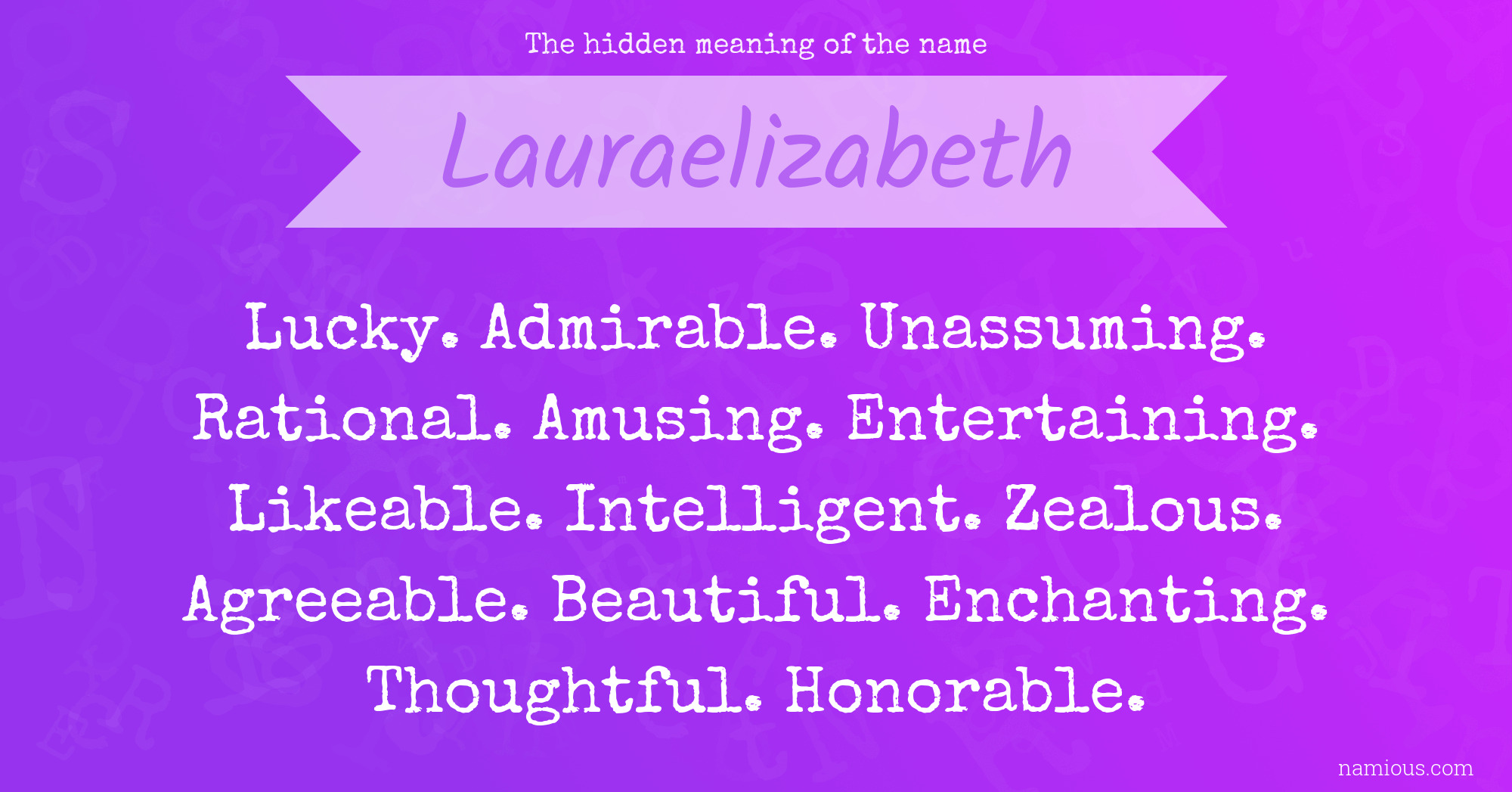 The hidden meaning of the name Lauraelizabeth