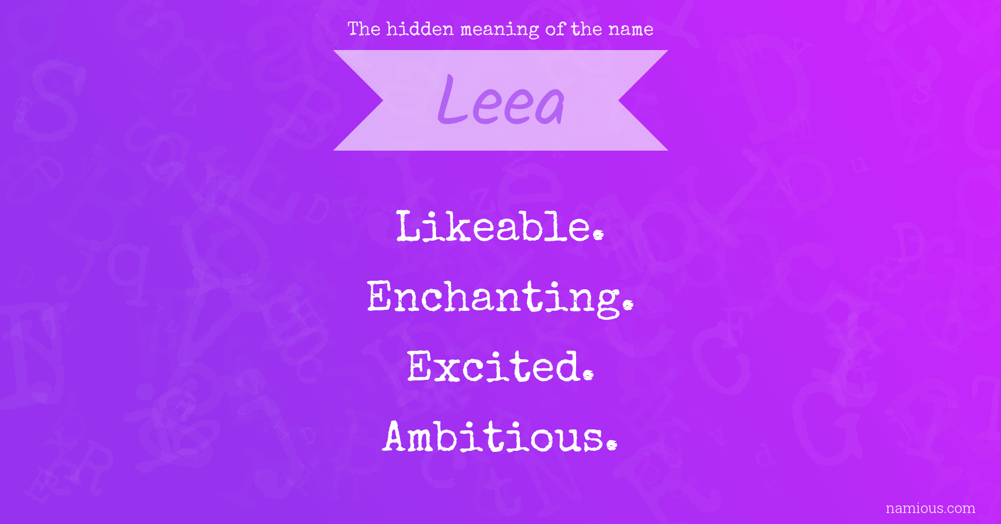 The hidden meaning of the name Leea