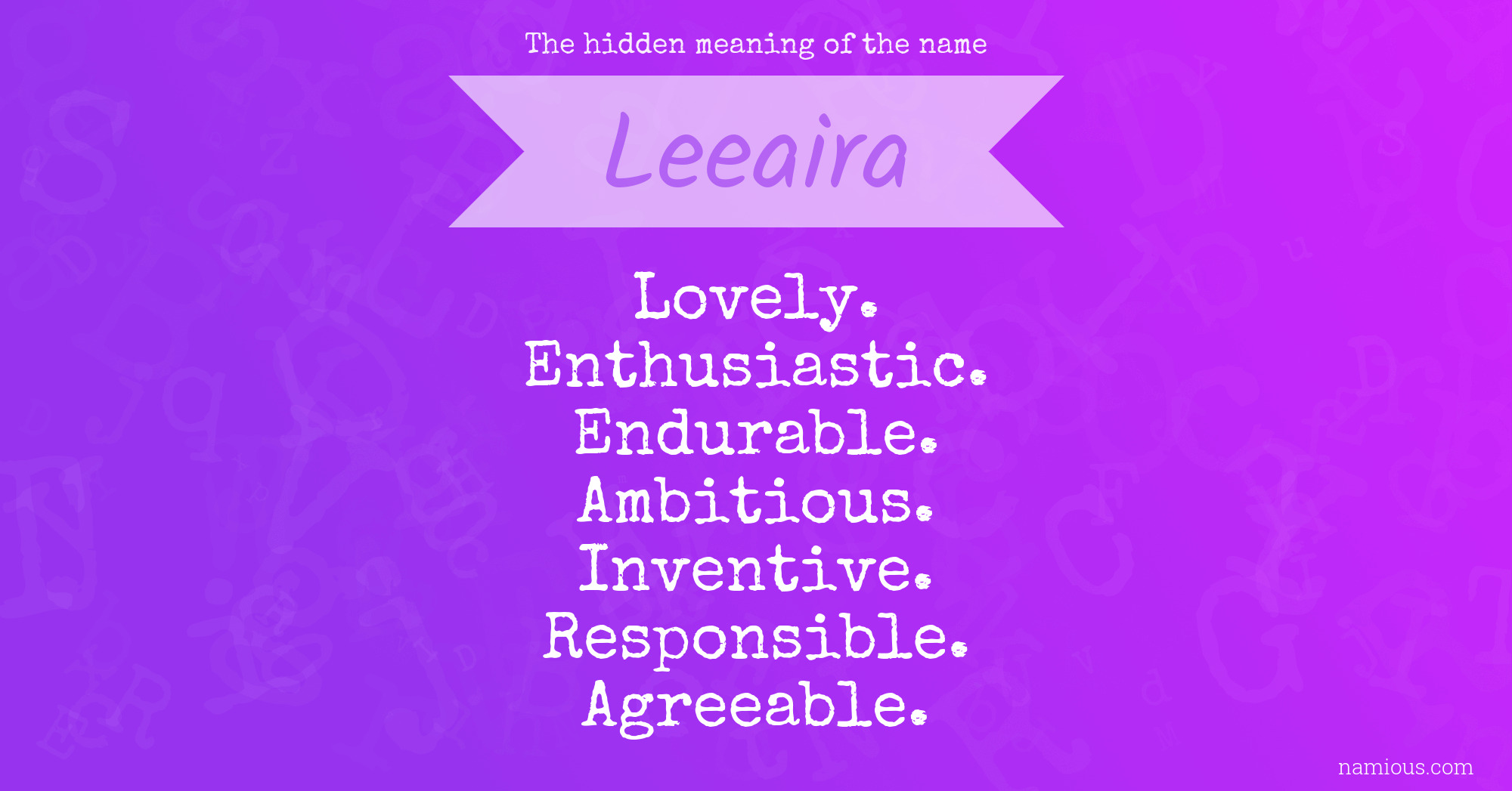 The hidden meaning of the name Leeaira