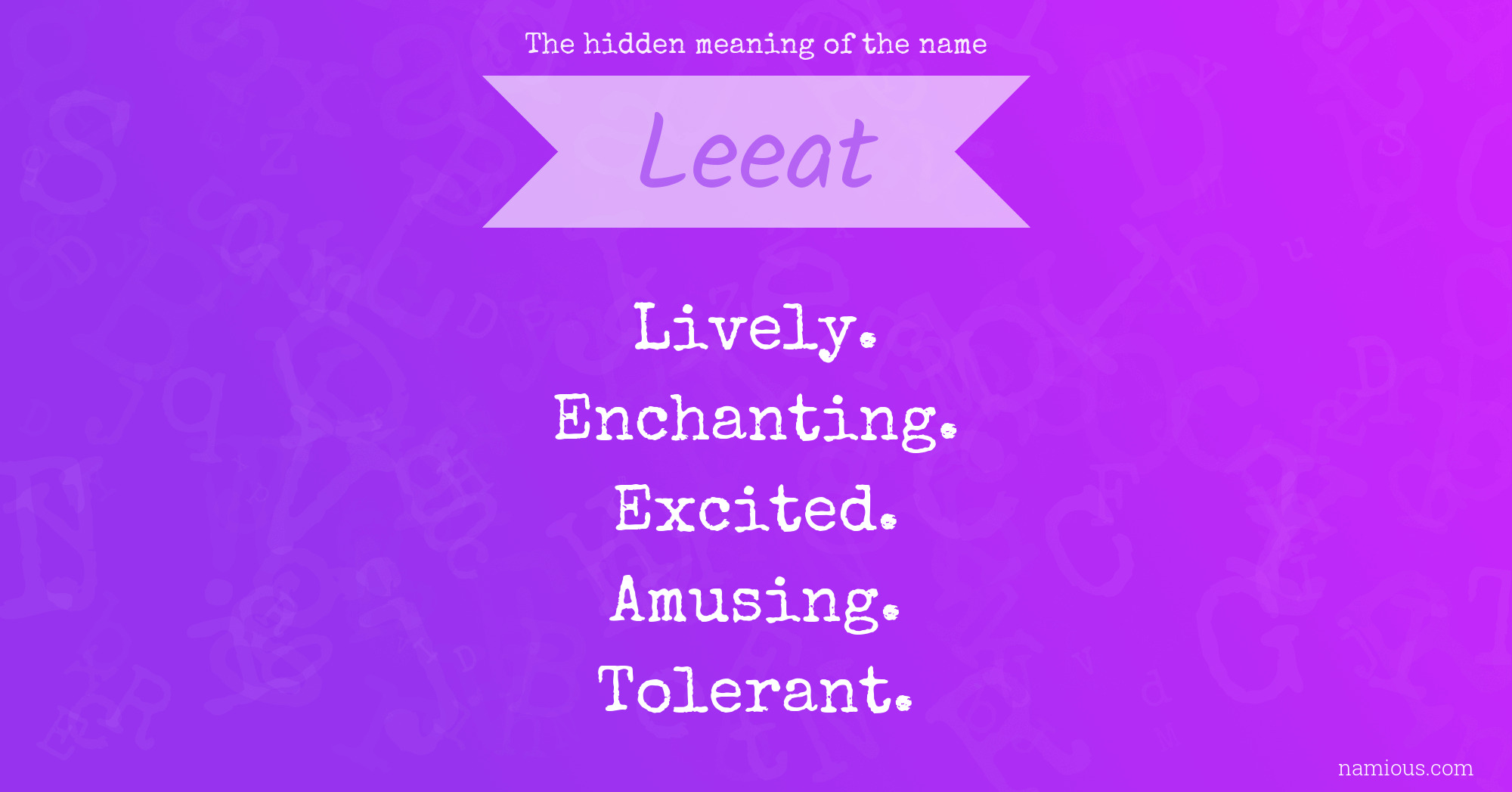 The hidden meaning of the name Leeat