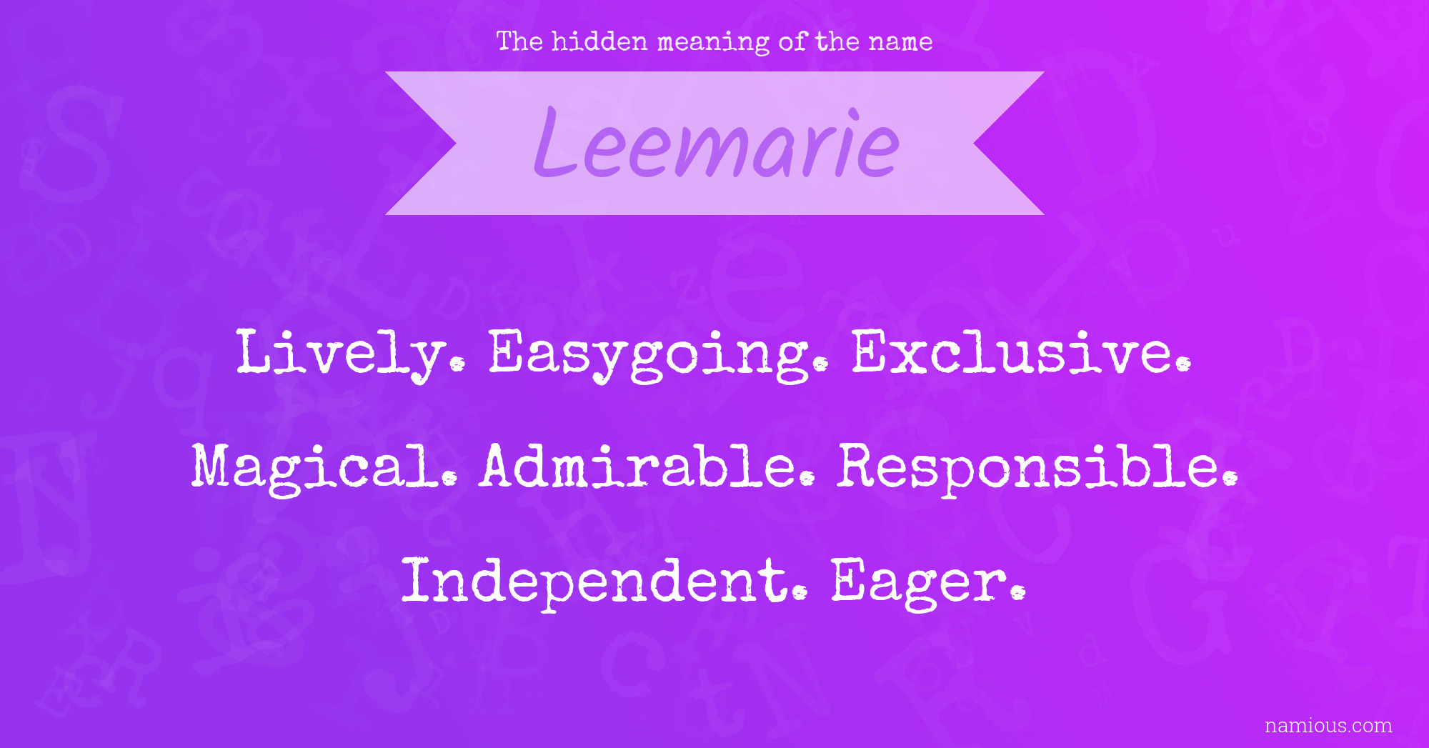 The hidden meaning of the name Leemarie