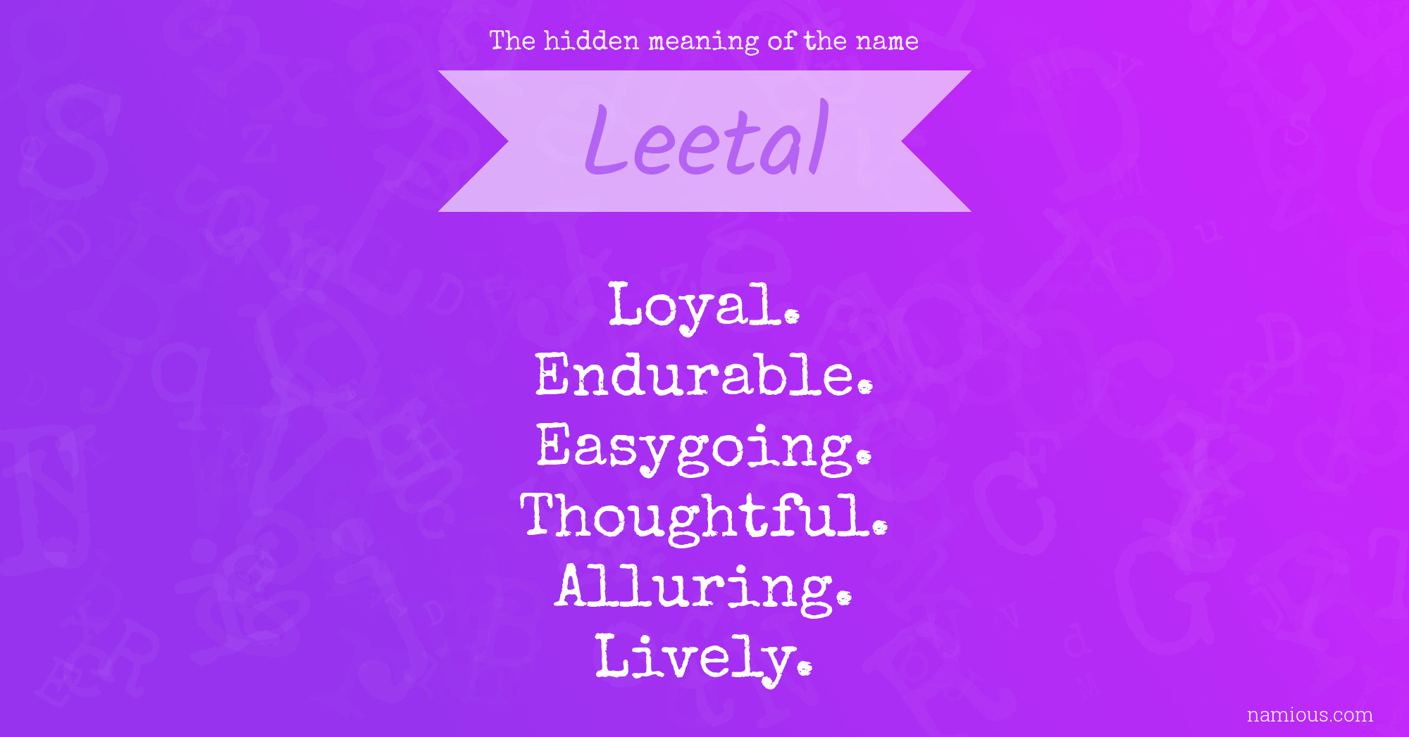 The hidden meaning of the name Leetal