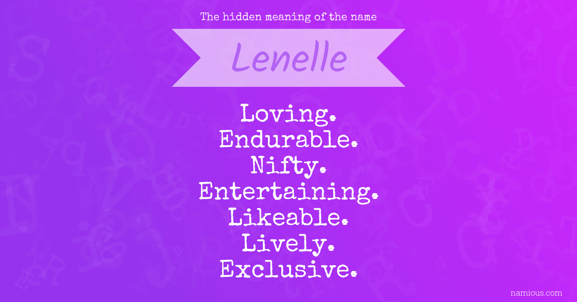 The hidden meaning of the name Lenelle