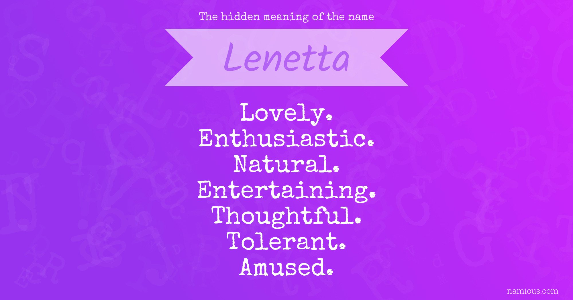 The hidden meaning of the name Lenetta