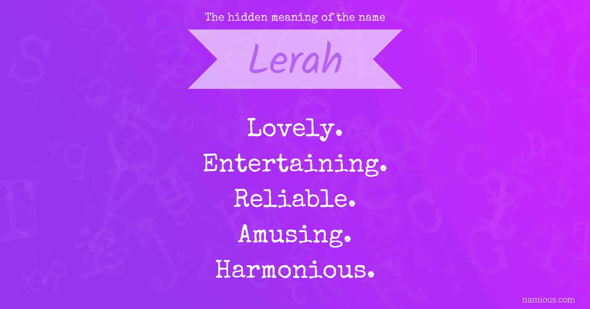 The hidden meaning of the name Lerah