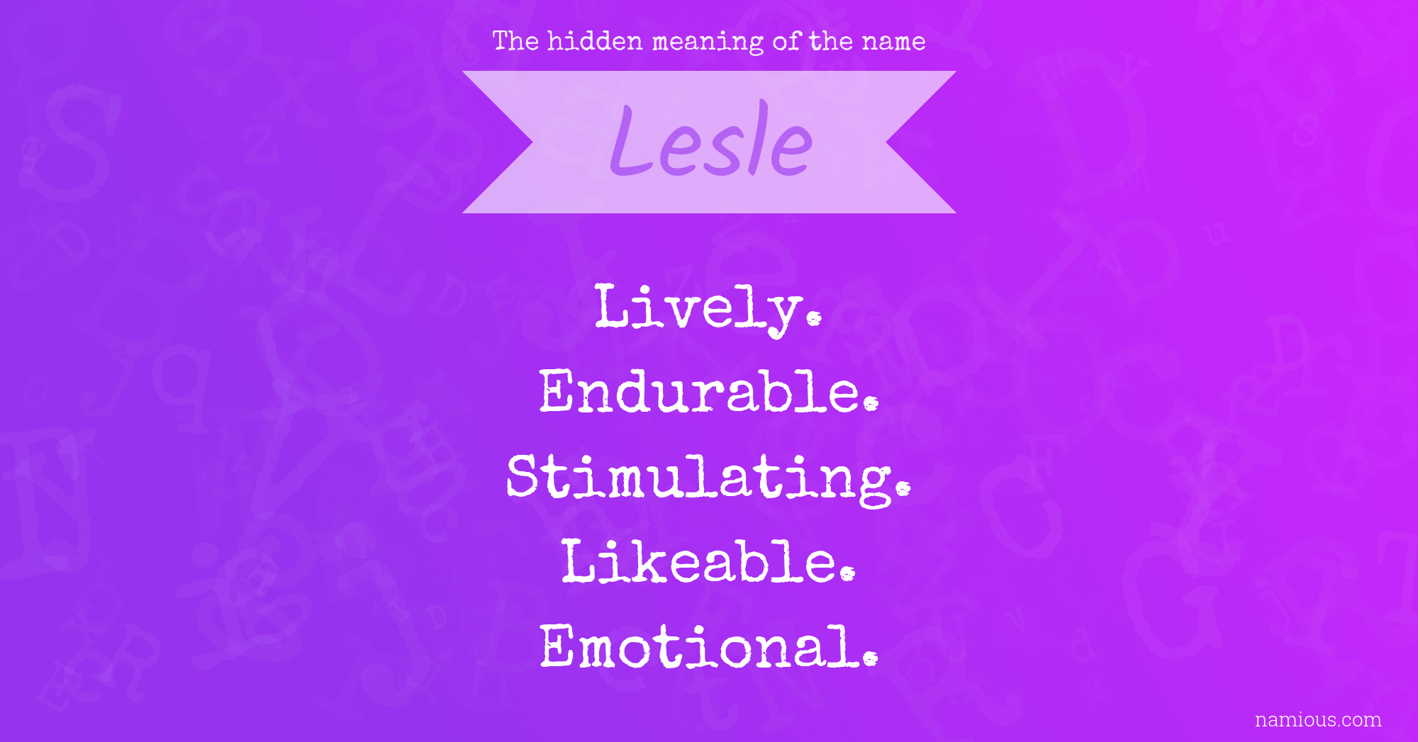 The hidden meaning of the name Lesle