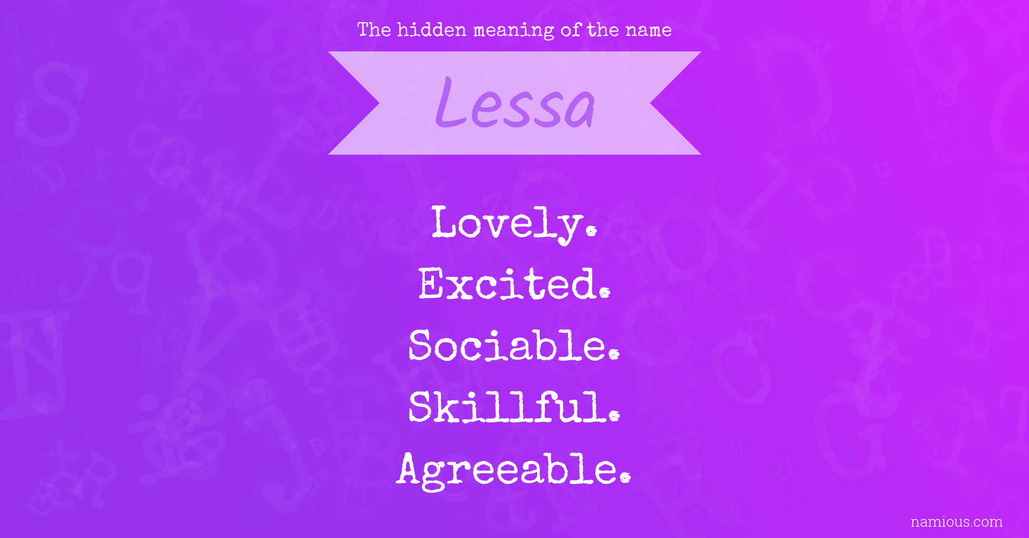 The hidden meaning of the name Lessa