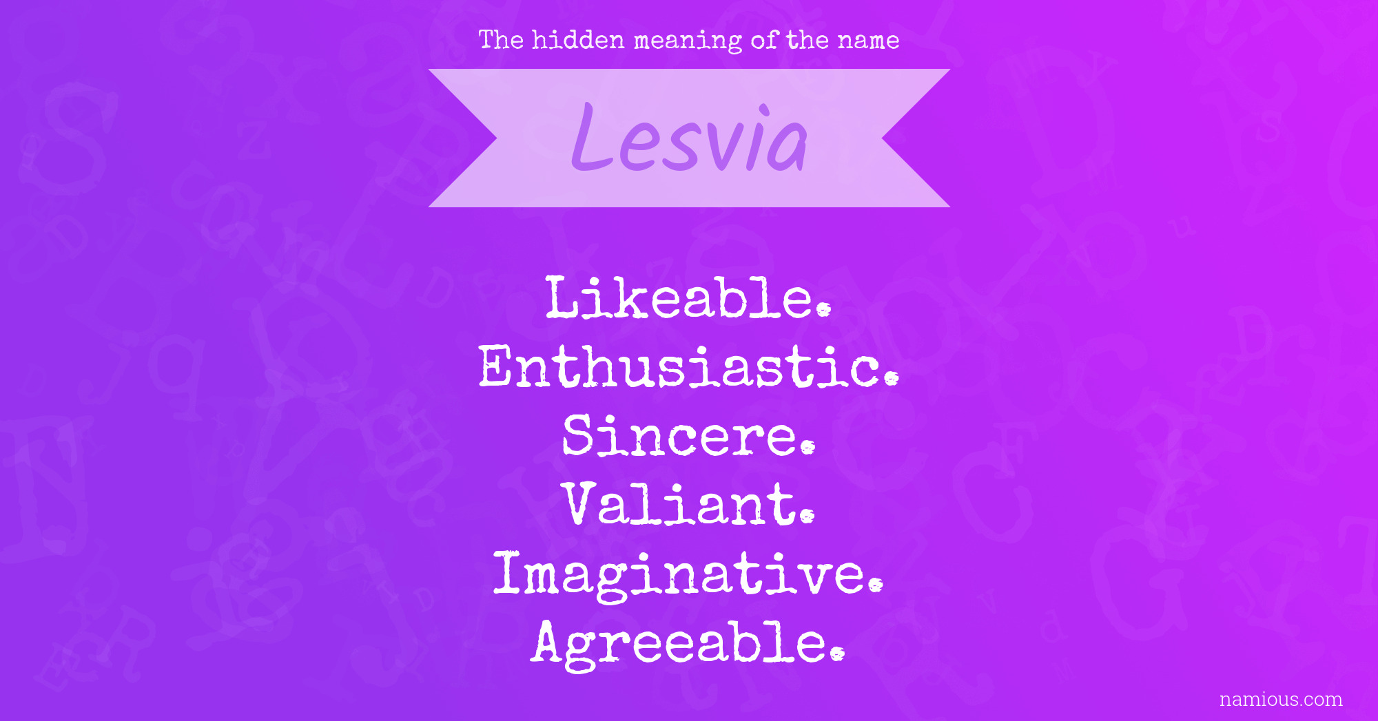 The hidden meaning of the name Lesvia