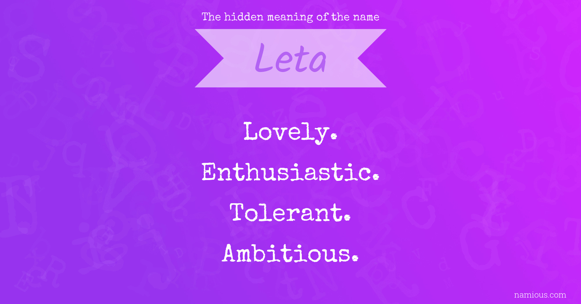 The hidden meaning of the name Leta