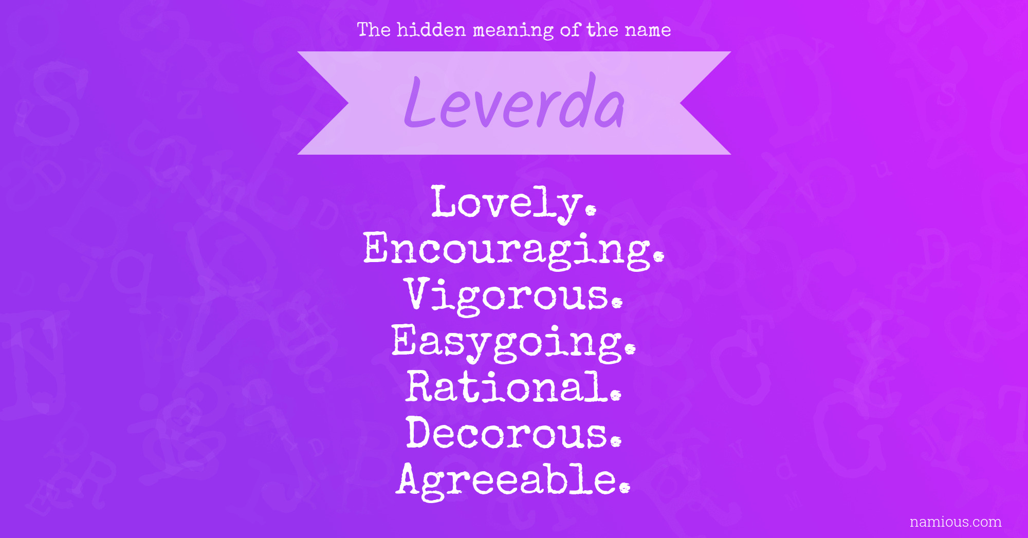 The hidden meaning of the name Leverda