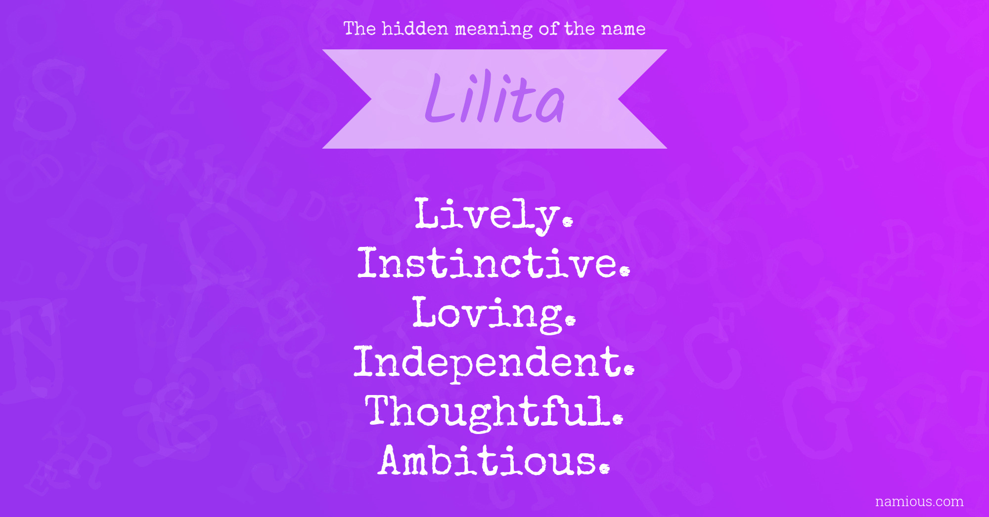 The hidden meaning of the name Lilita