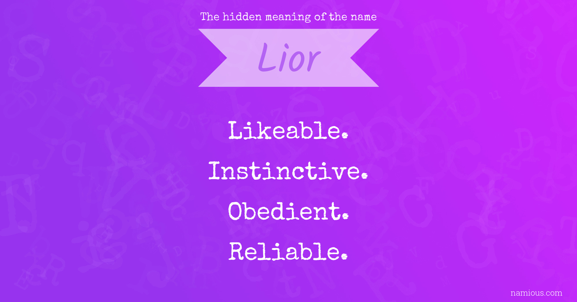 The hidden meaning of the name Lior